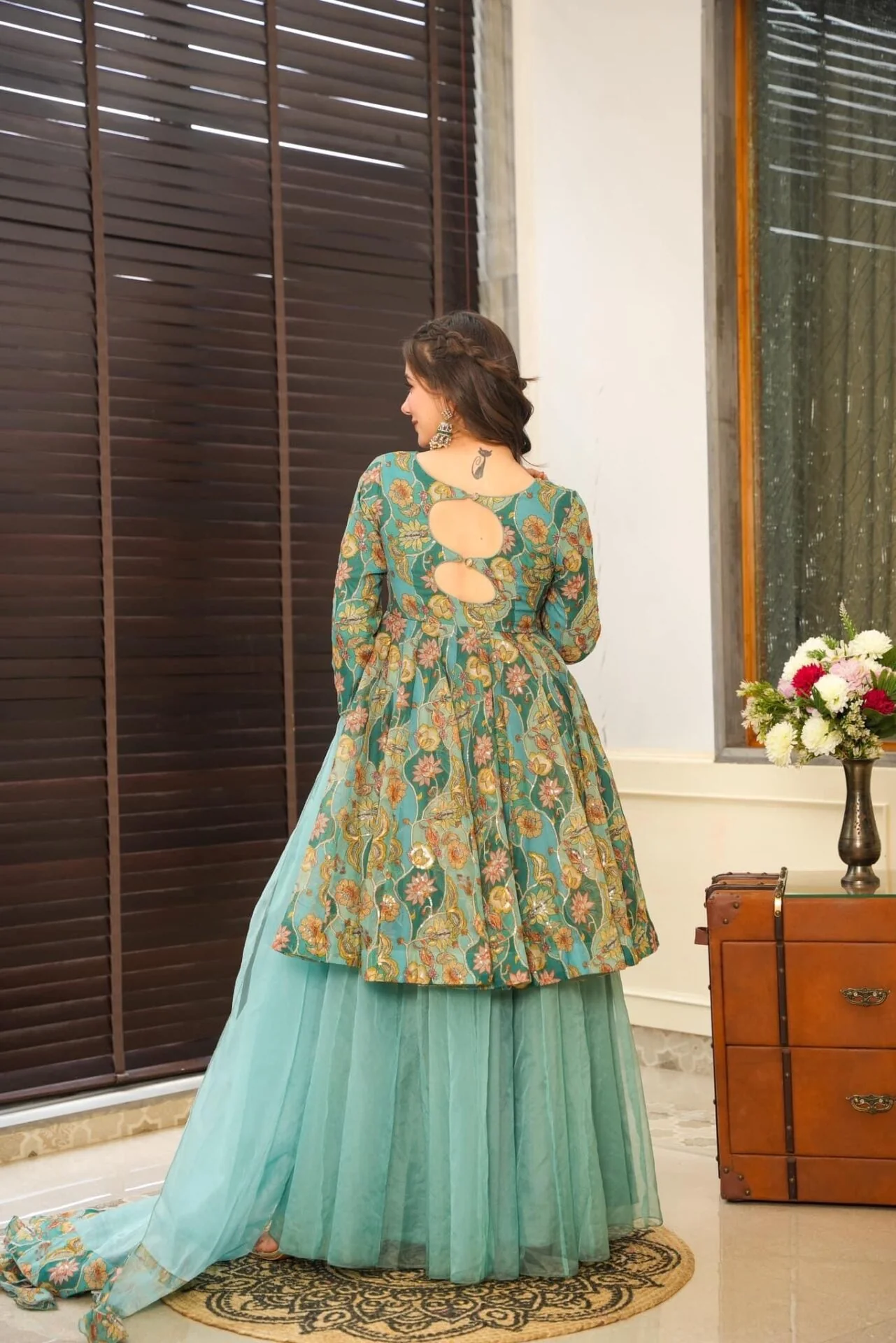 Aakruthi embroidered organza suit set - Image 5