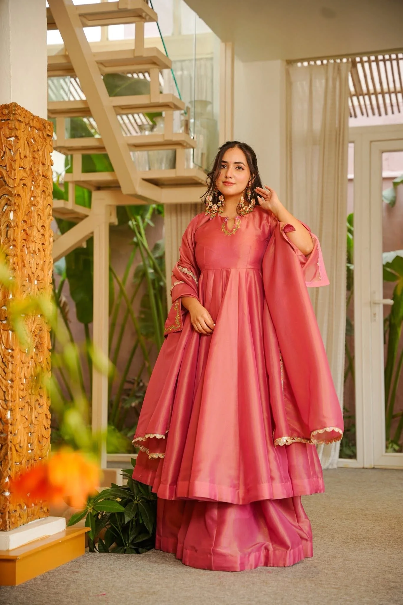 Aazmi Pink Cosmos Anarkali Suit Set - Image 3