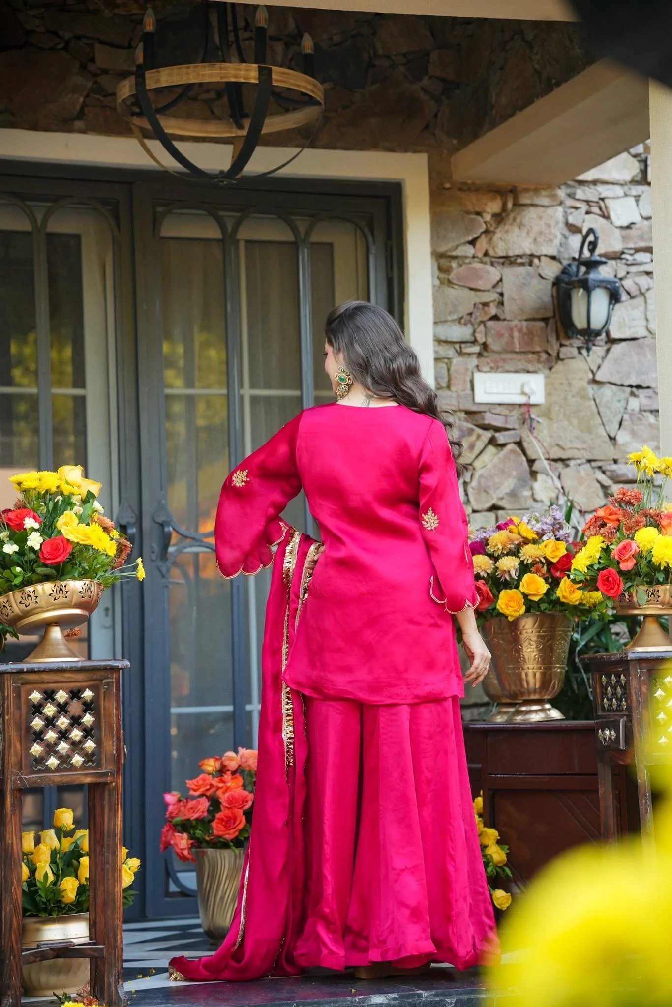 Alakt Red Wedding Wear Kurta Set - Image 4
