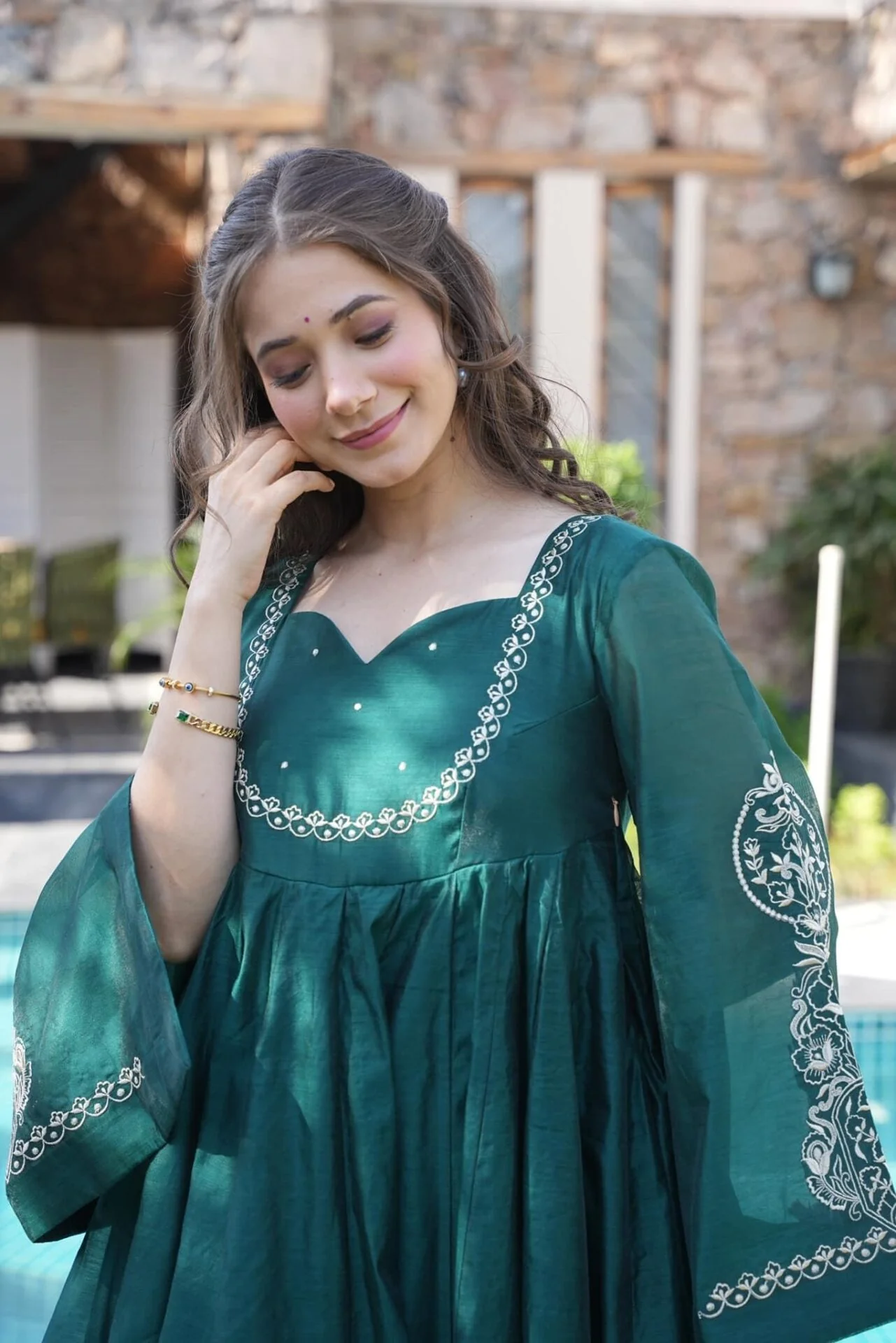 Alluring green chanderi suit set - Image 6