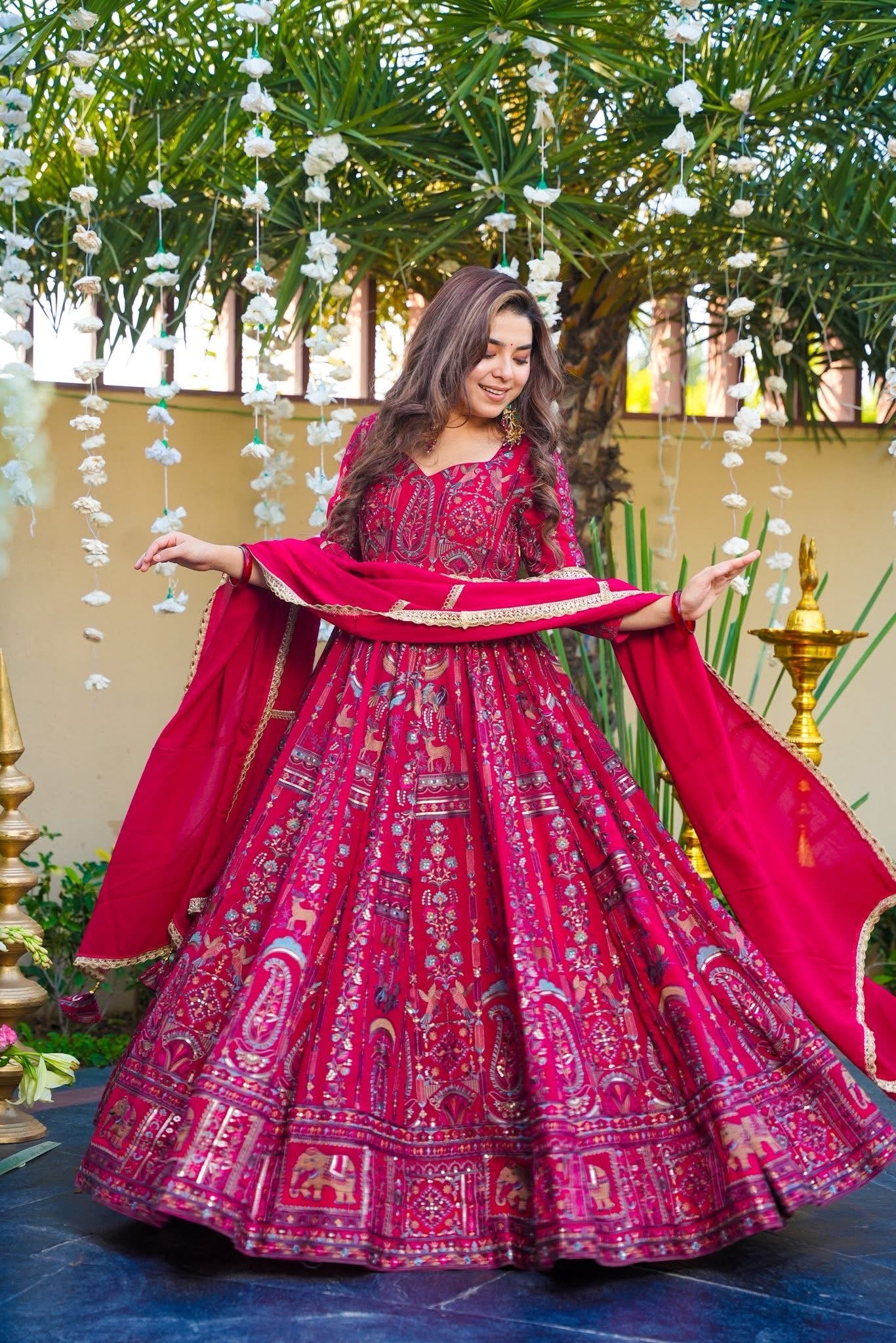 Areeba Pink Embroidered Georgette Wear Maxi Set - Image 3