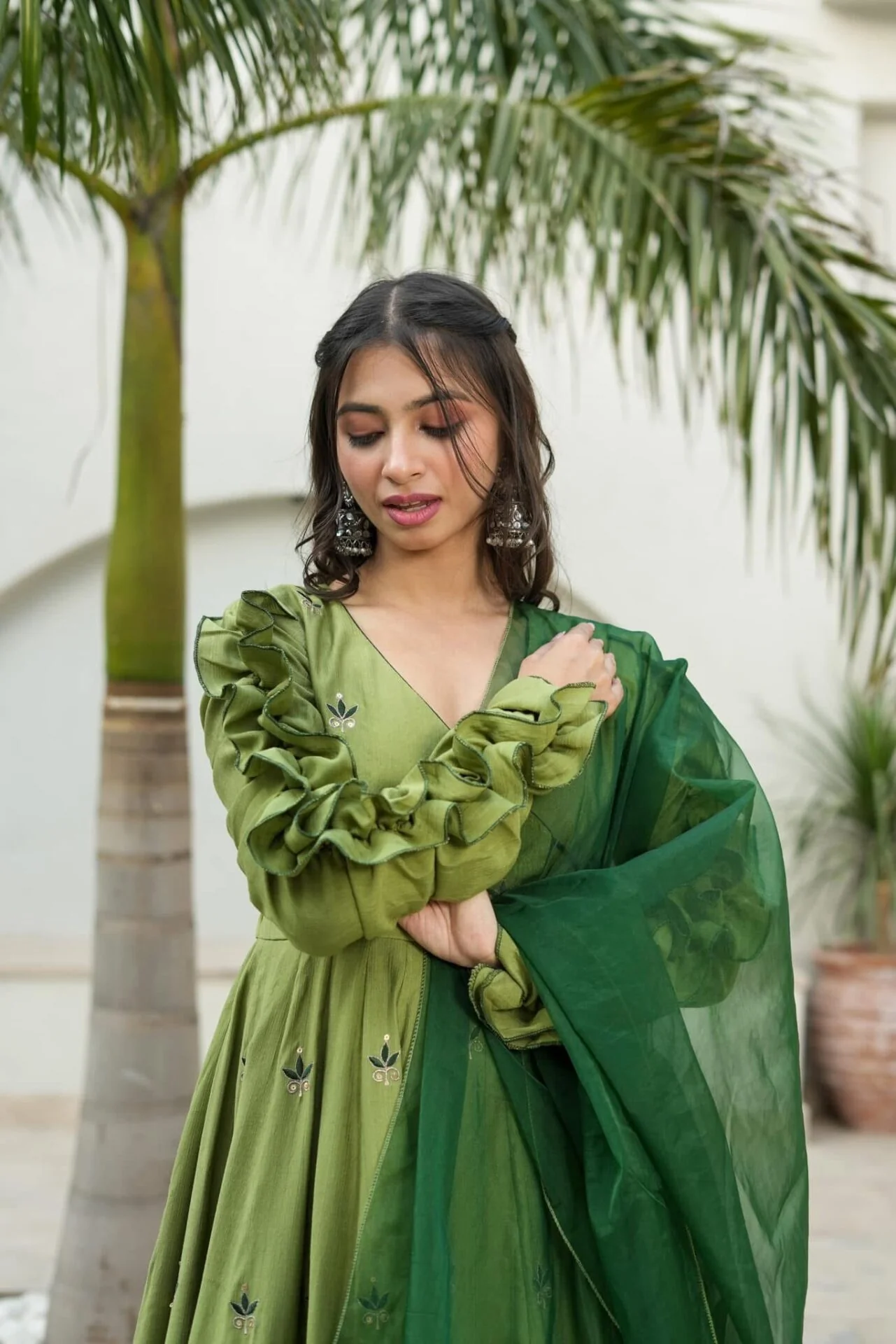 Athena green silk suit set - Image 5