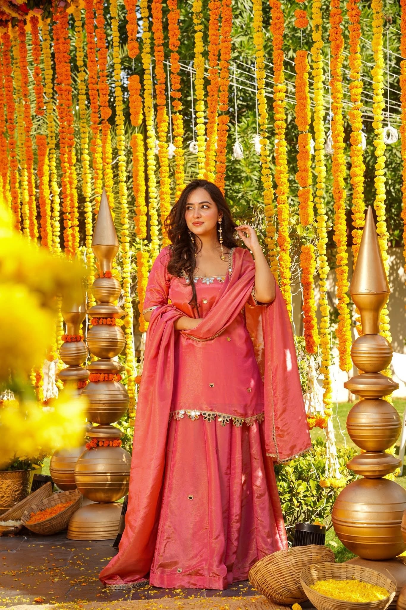 Avenia Pink Wedding Wear Sharara Set - Image 2