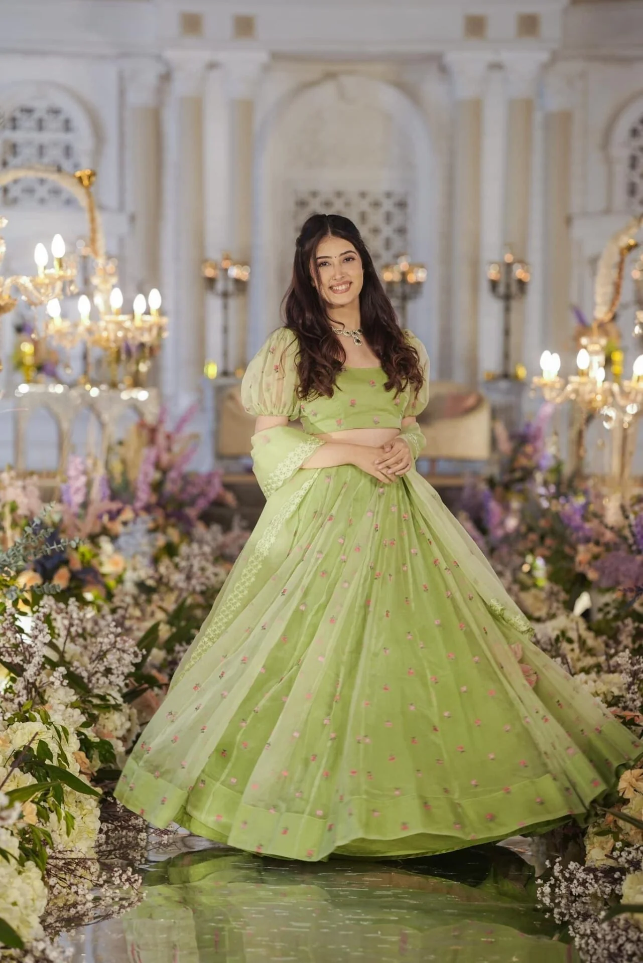 Azael green ORGANZA LEHENGA SET - Image 3