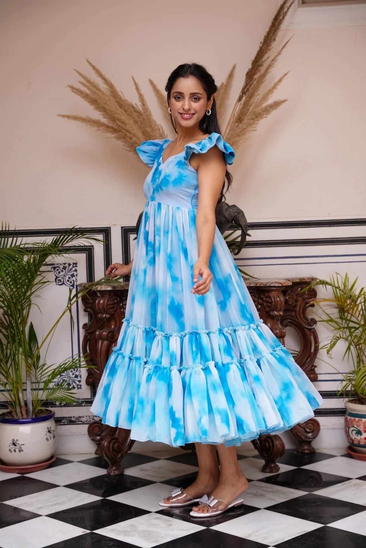 BLUE JEEVA GEORGETTE DRESS - Image 3