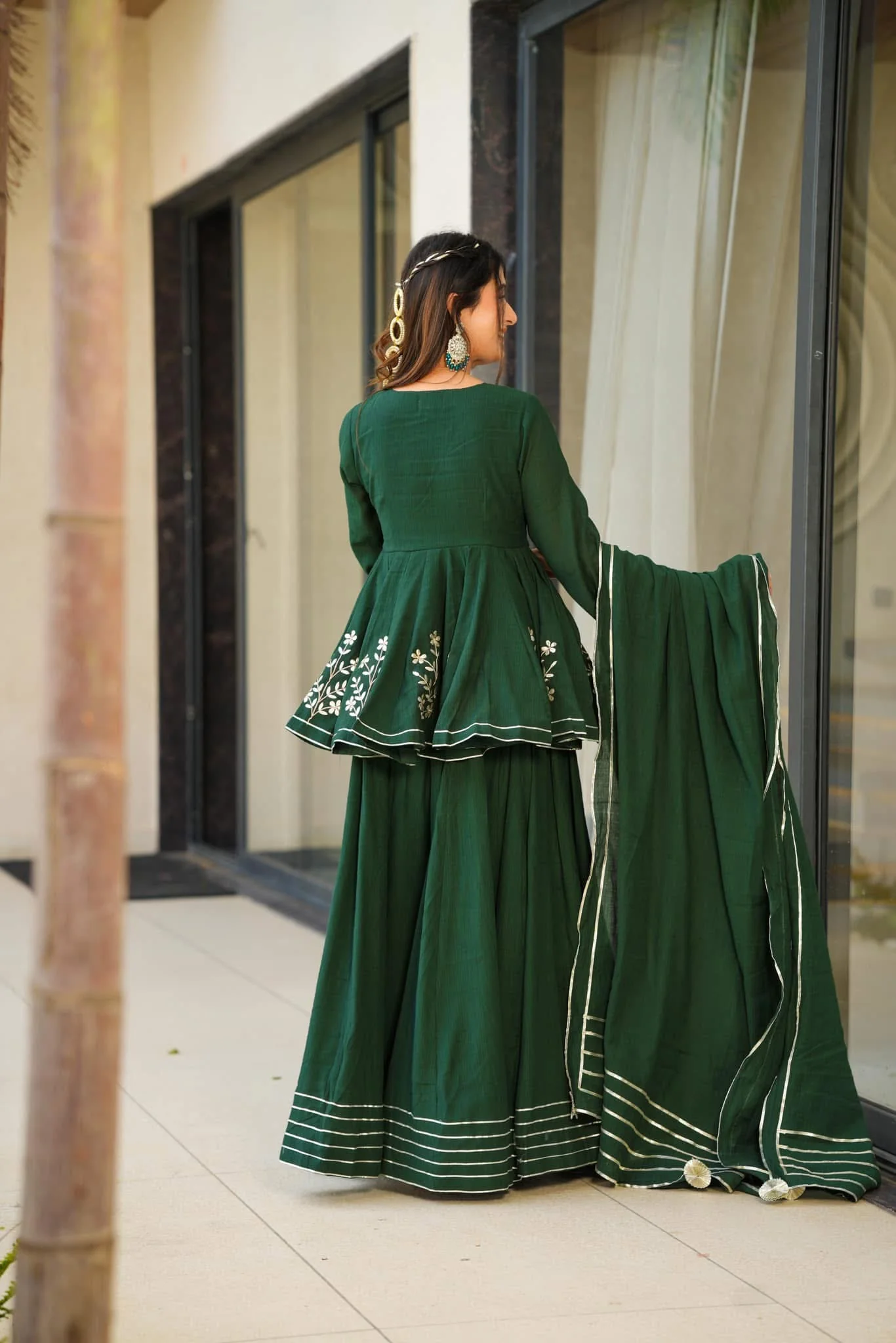 Bottle Green cosmos sharara set - Image 4