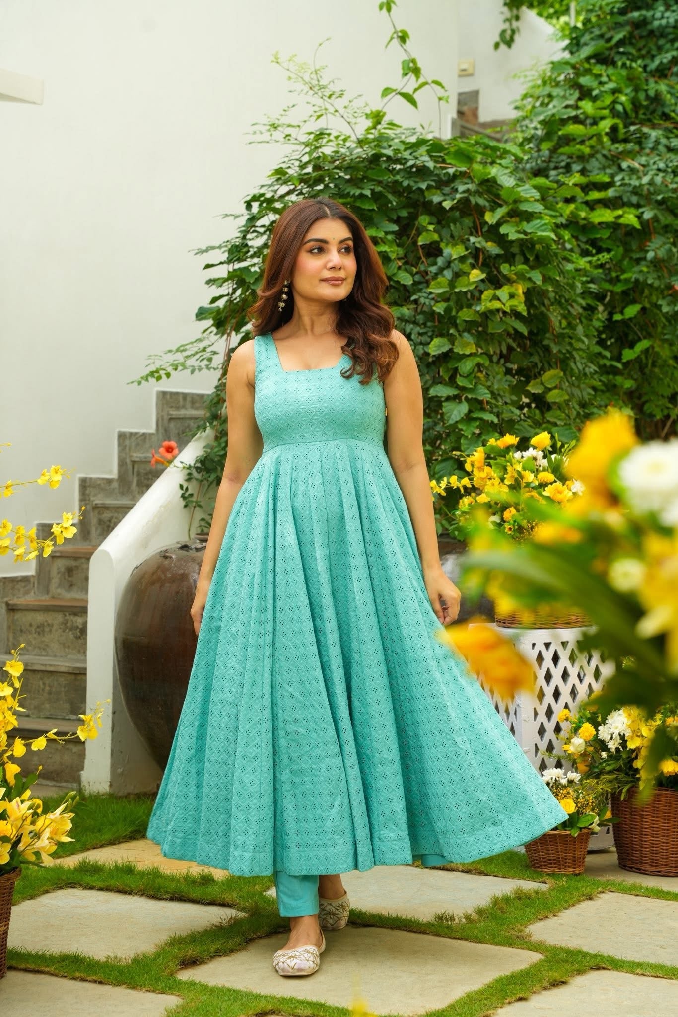 Capri Lagoon Blue Cotton Kurta Set - Image 4