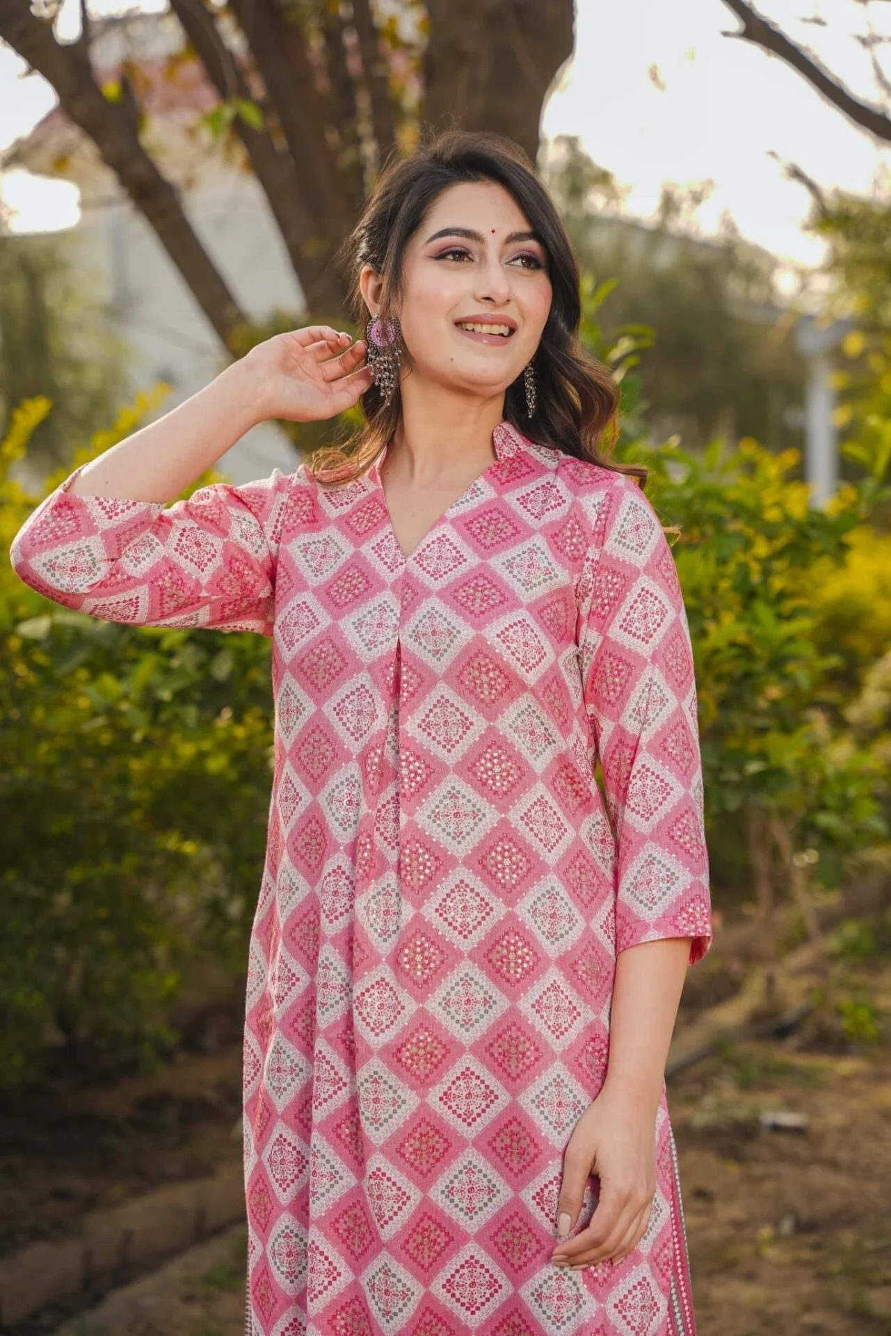 CARNATION PINK KURTA-PALAZZO SET - Image 5