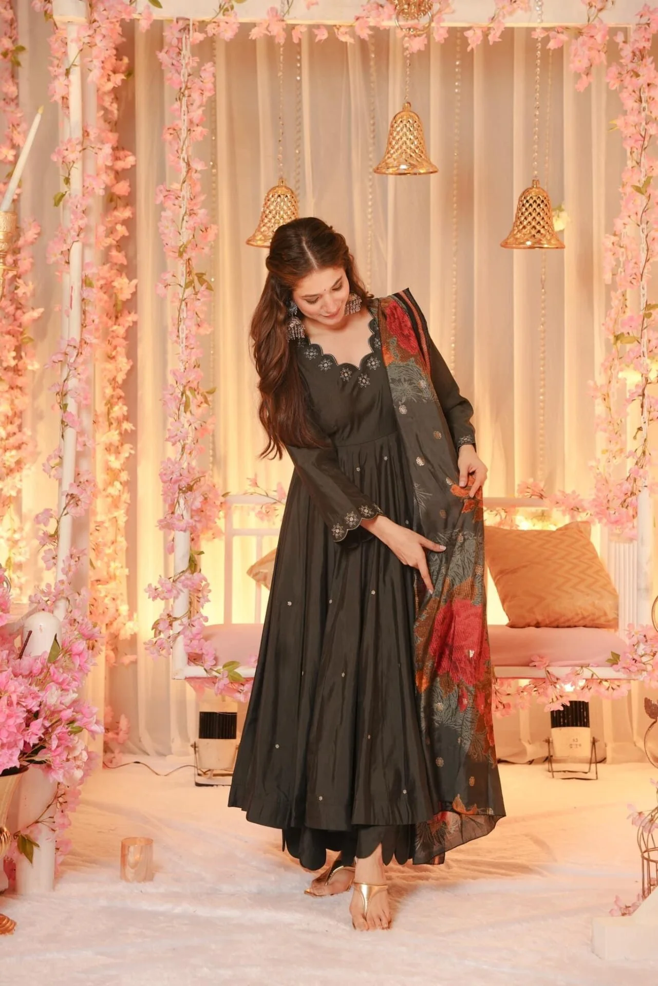 Charcoal Veil muslin suit set - Image 3