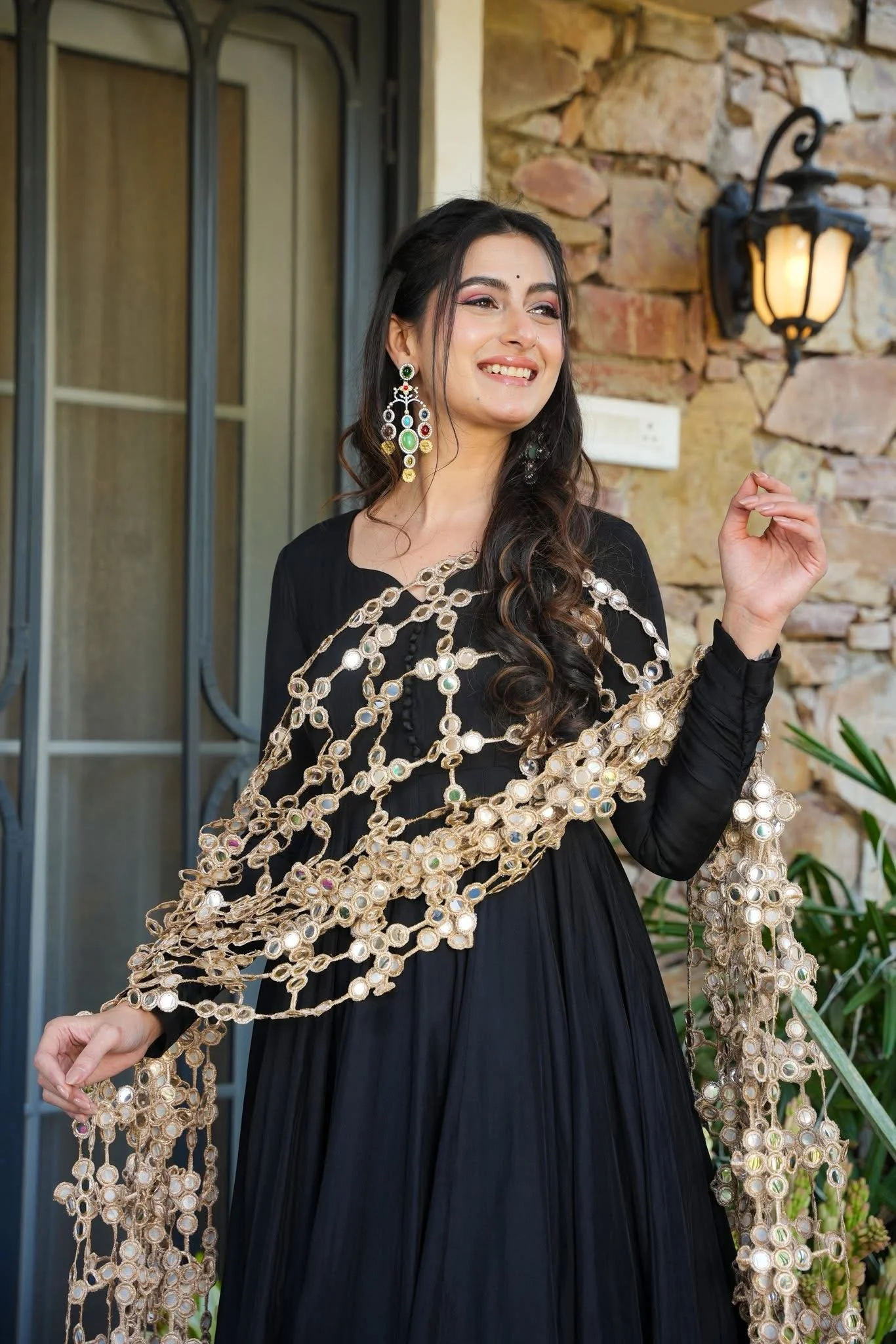 Crepe Mystic Black Anarkali Suit Set - Image 6