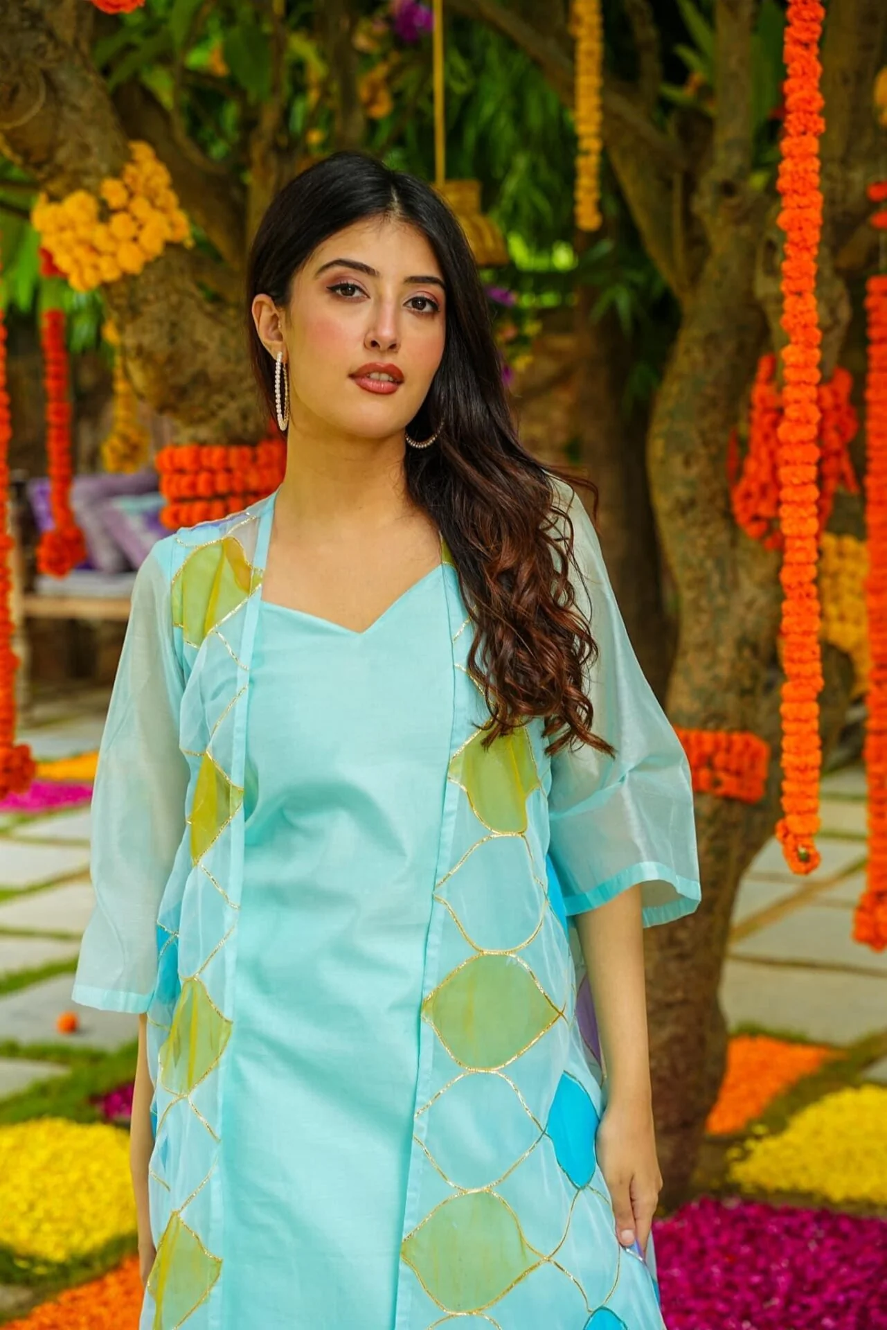Crystal blue kurta jacket set - Image 5