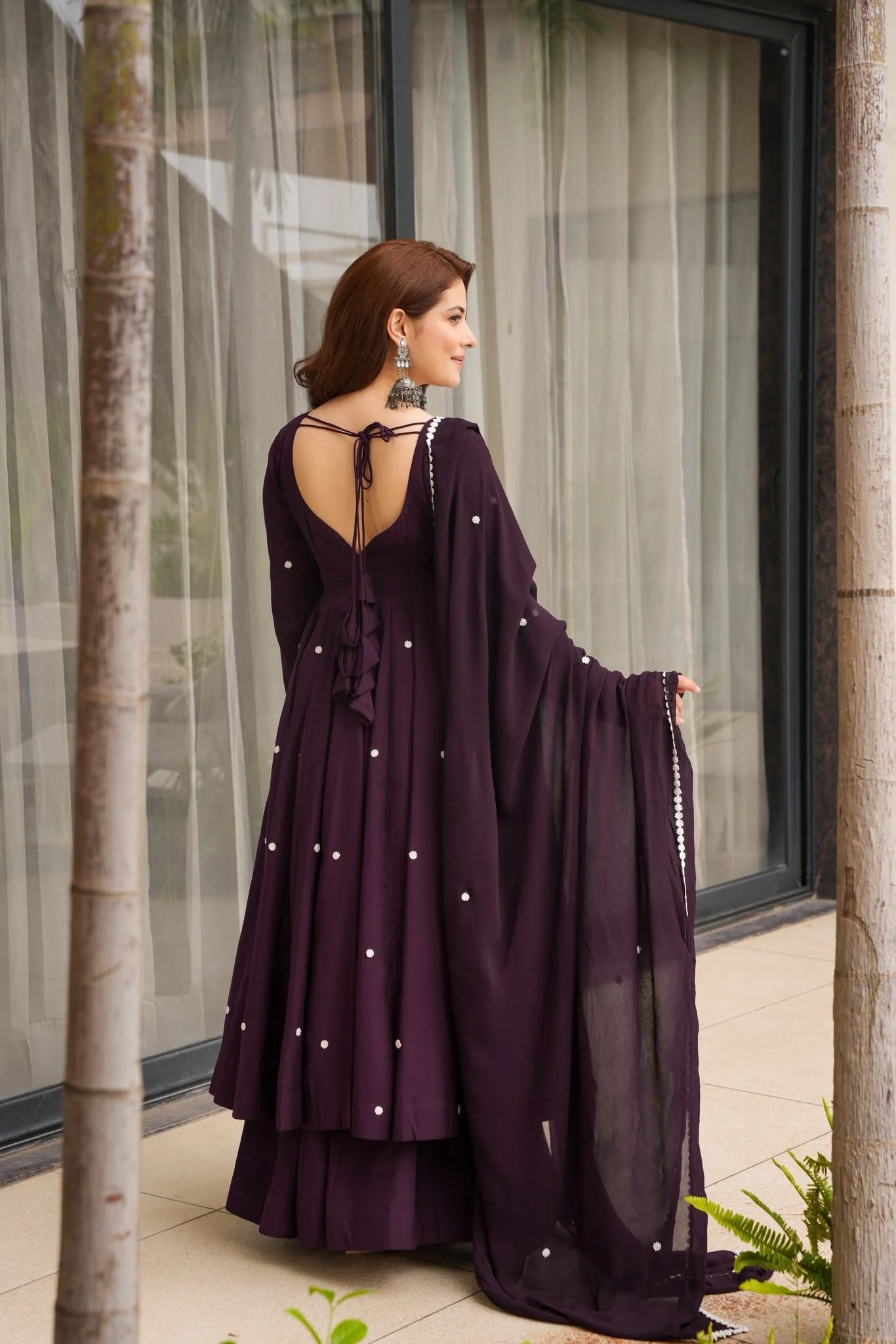 Damson Purple Muslin Suit Set - Image 4