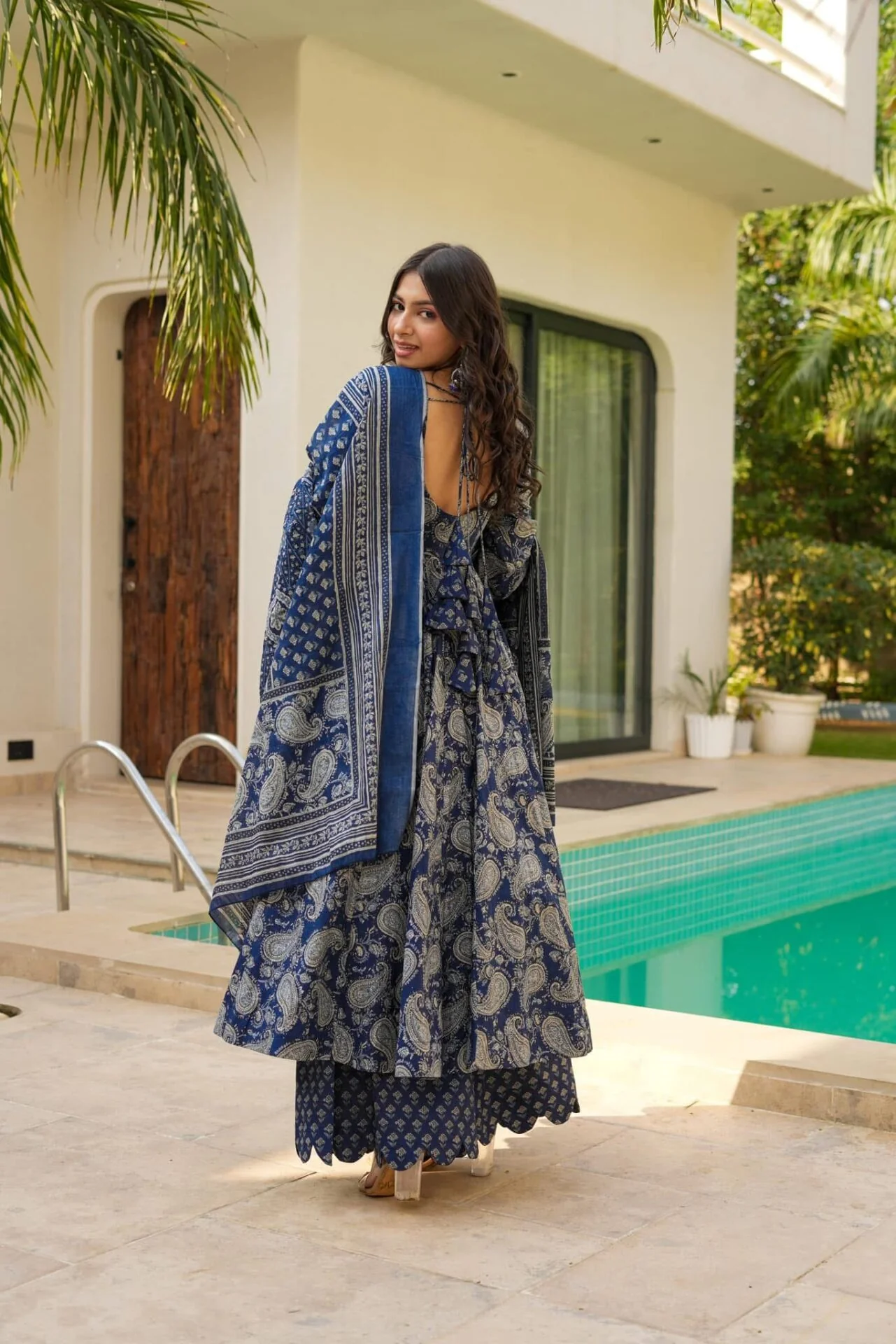 Dewy blue cotton suit set - Image 3