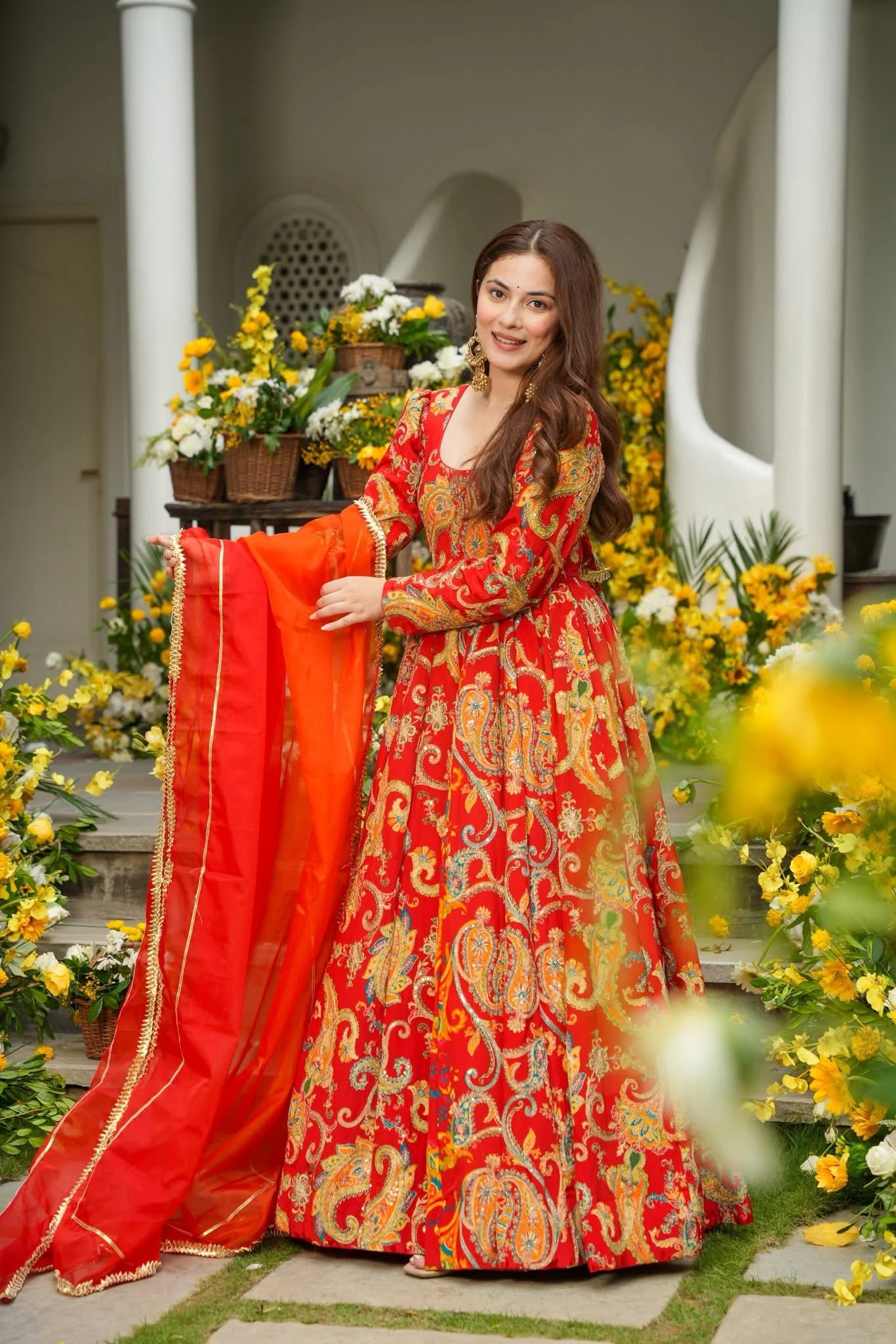Dhriti Red Wedding Wear Maxi Set - Image 4