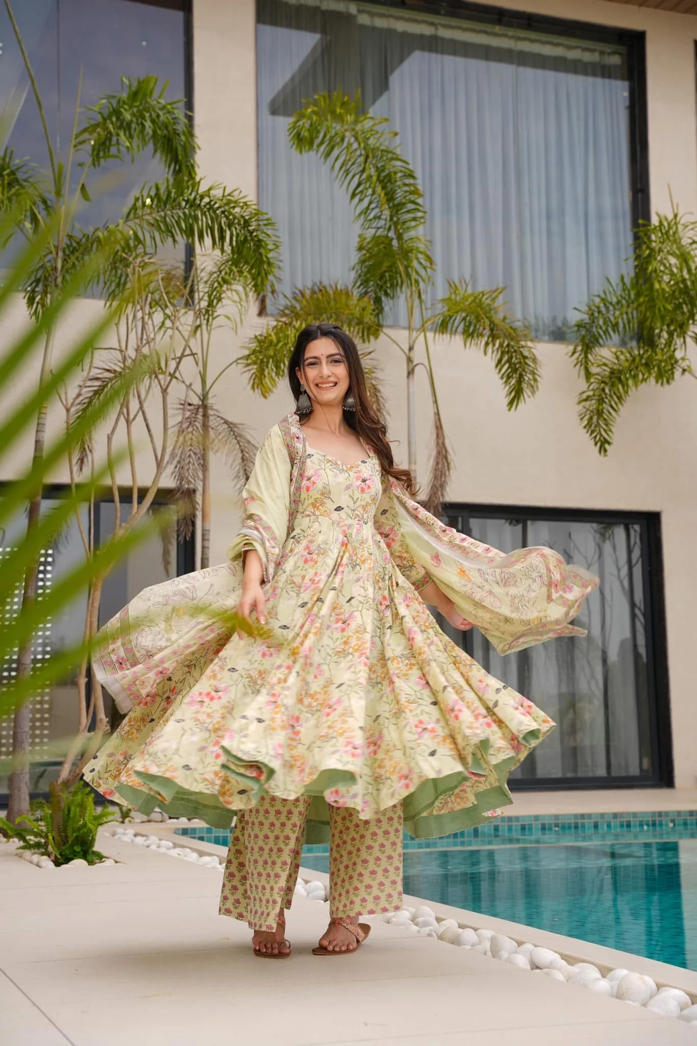 Diya Beige Cotton Suit Set - Image 2