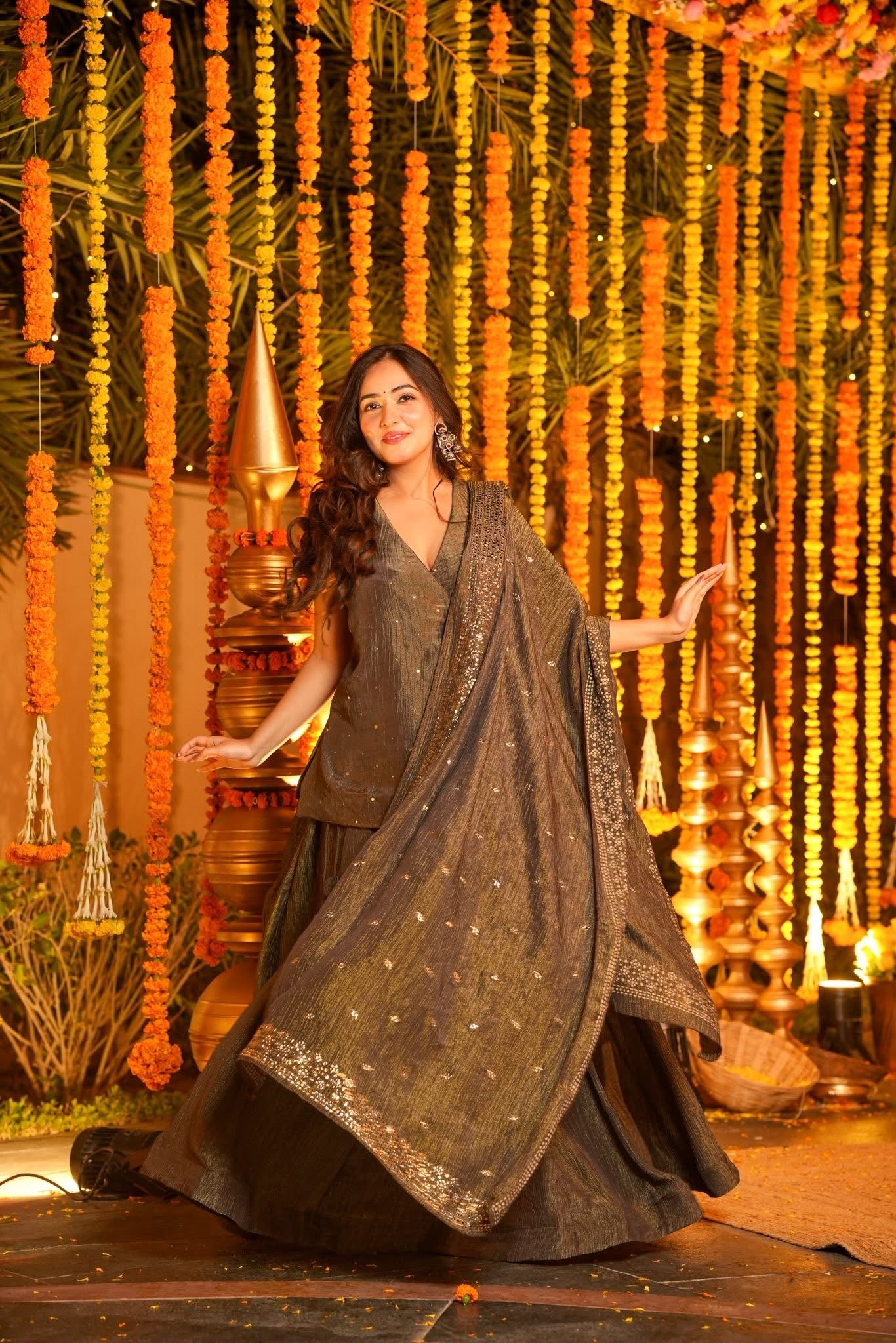 Earthy Crushed Cosmos Angarakha Kurta Set - Image 2