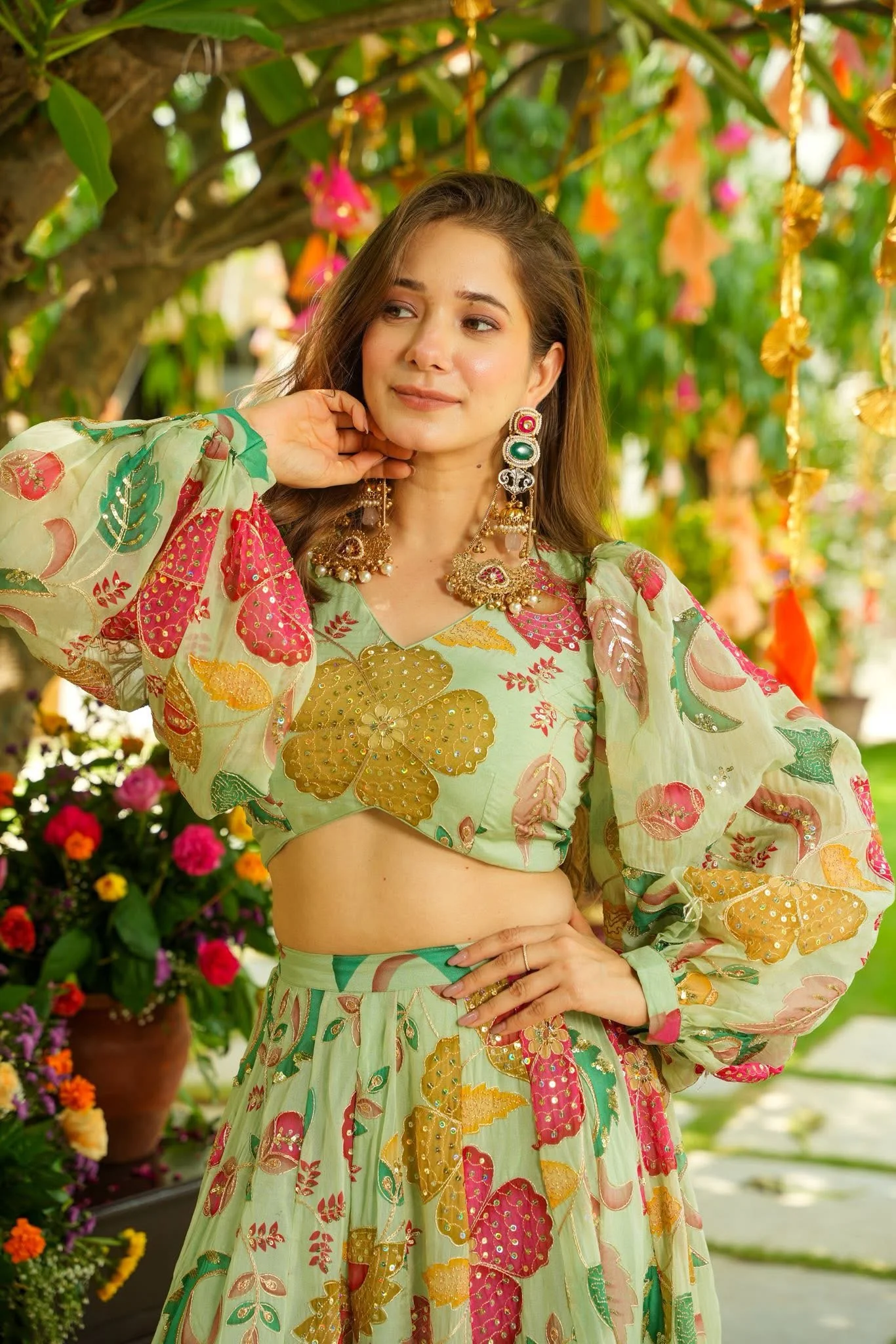 Elowen Organza Crop Top Palazzo Set - Image 5