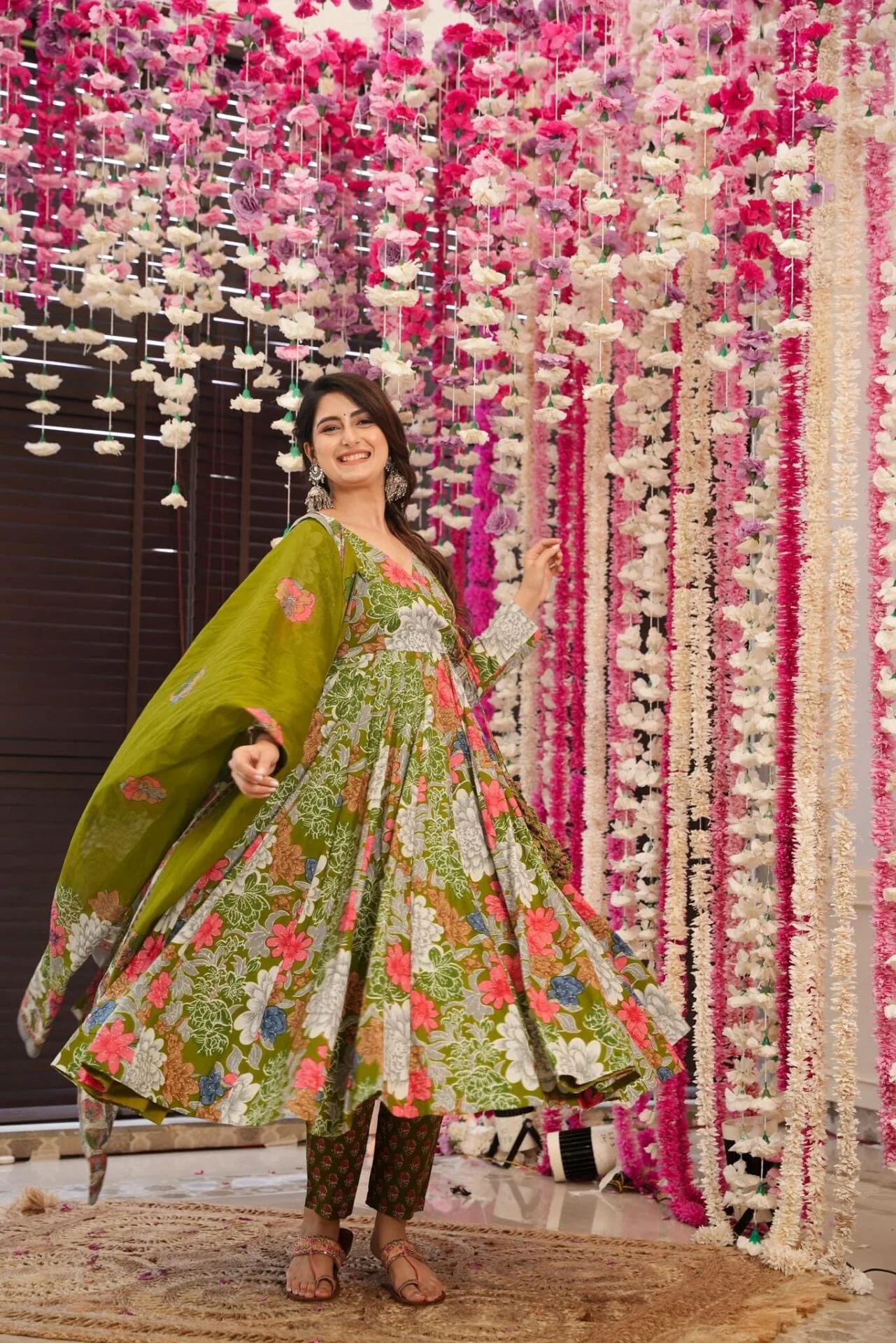 Garden green cotton Angrakha set - Image 3