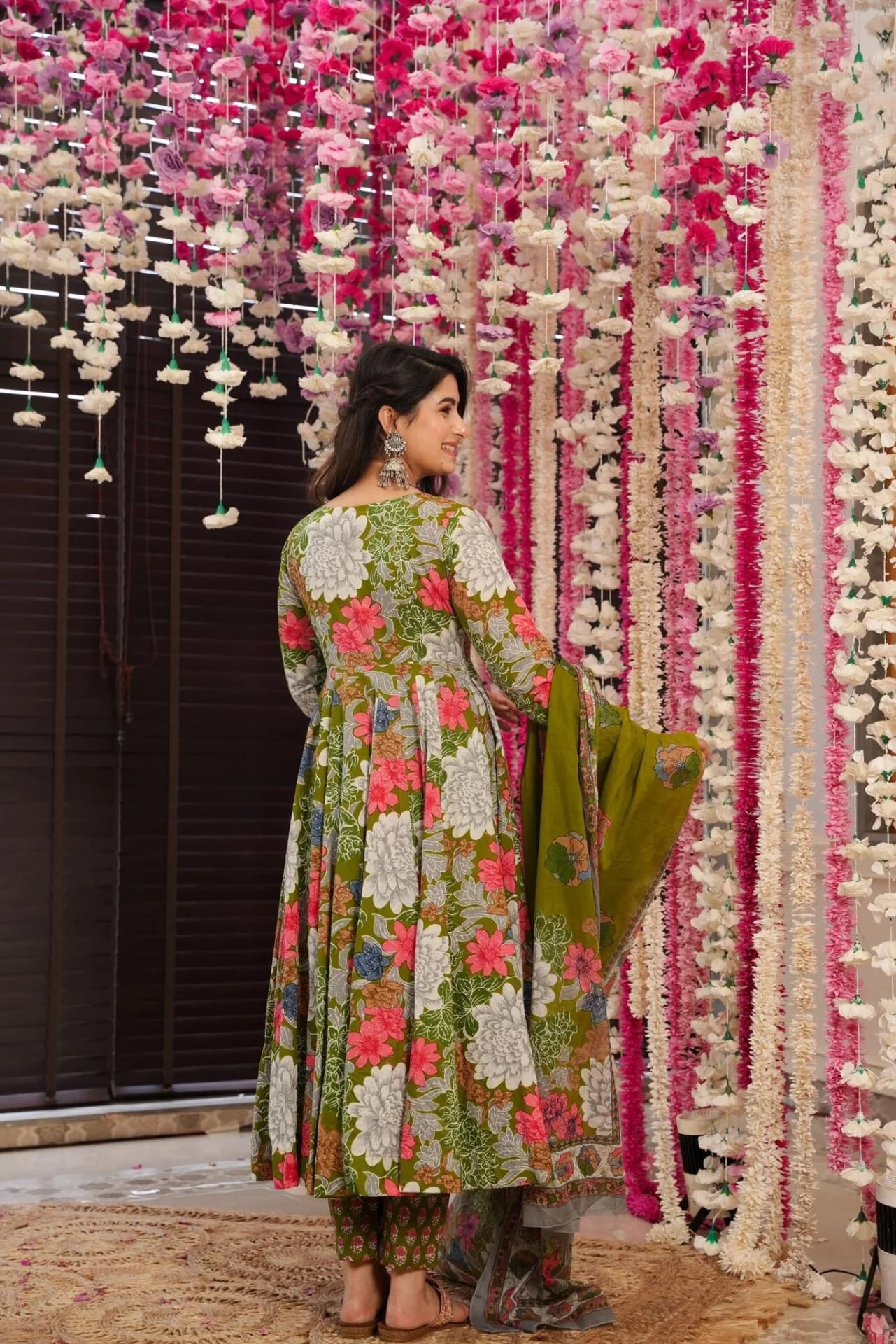 Garden green cotton Angrakha set - Image 5