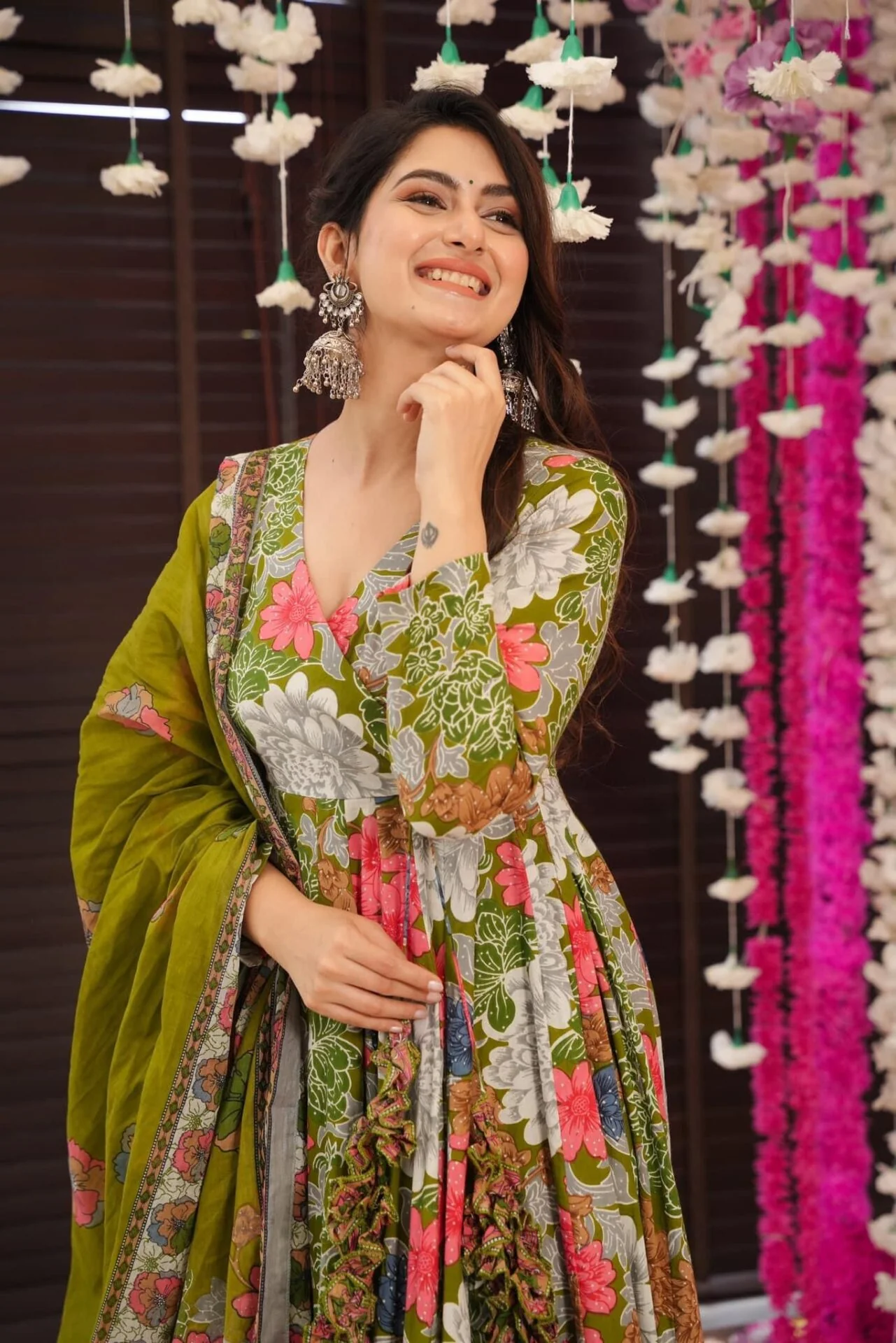 Garden green cotton Angrakha set - Image 6