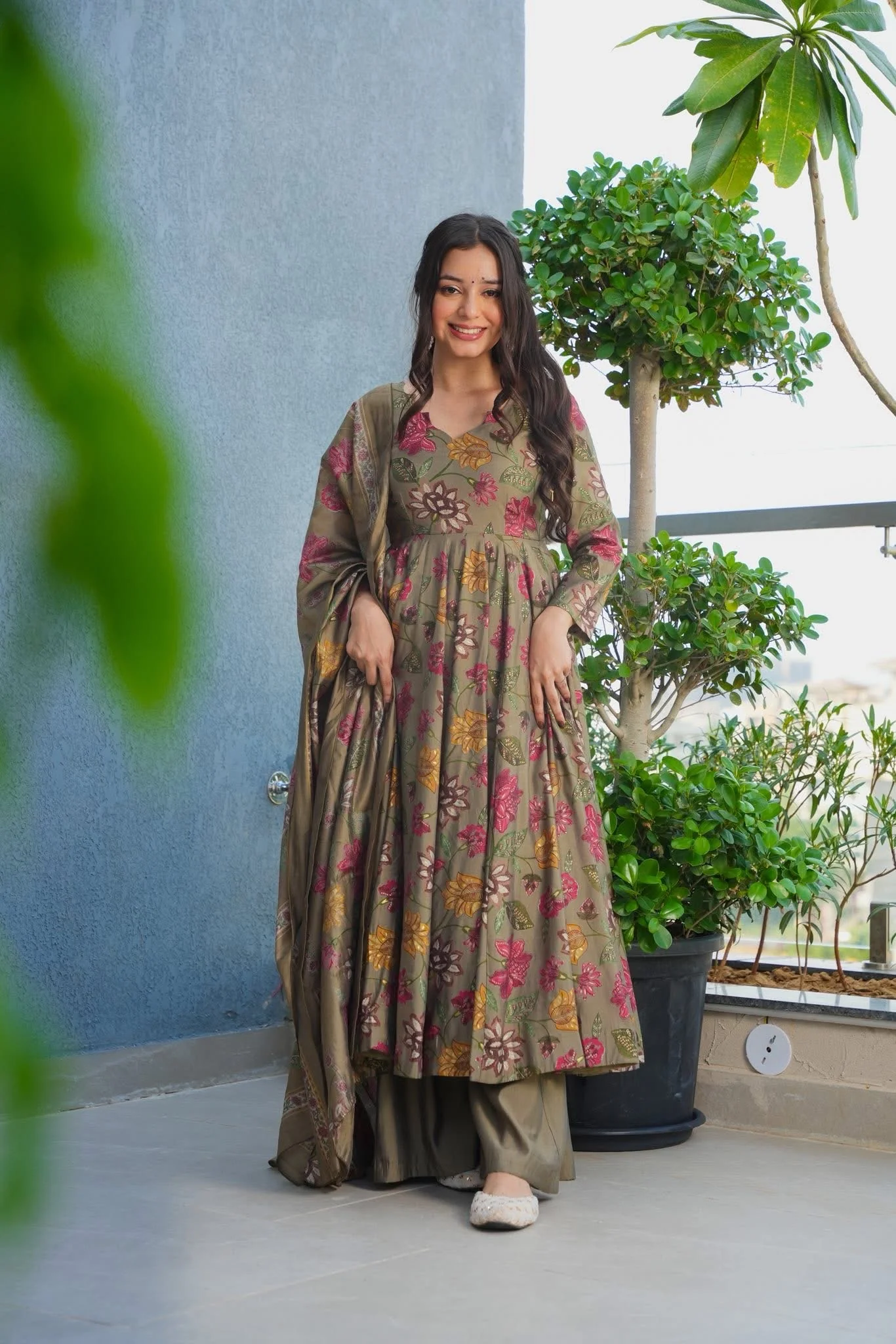 Gentle Gem Muslin Anarkali Suit Set - Image 4