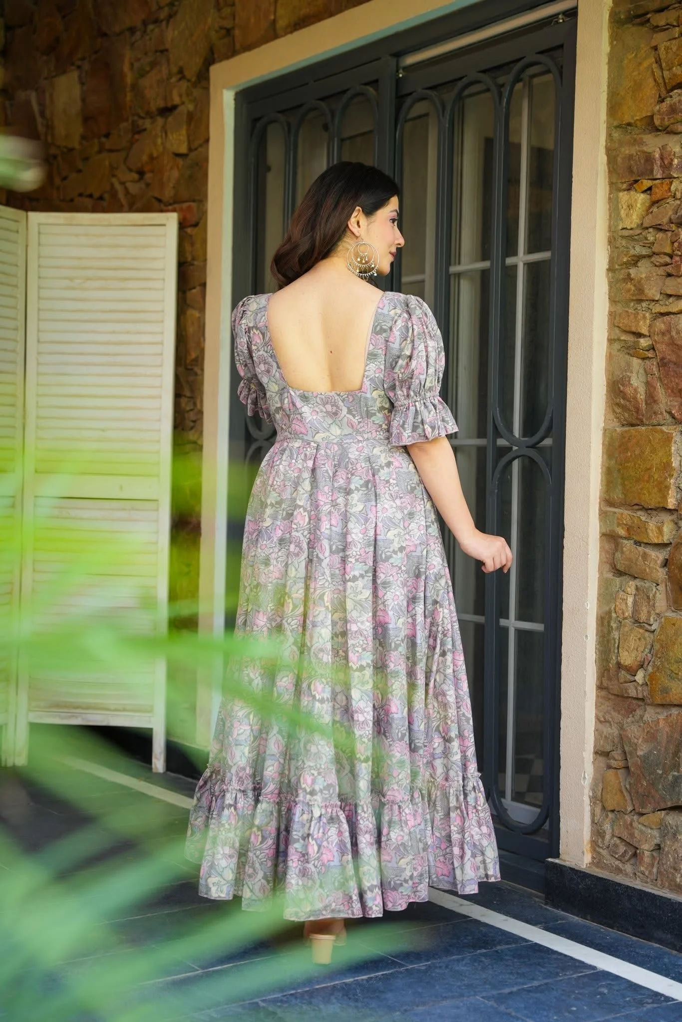 Grey Bloom Cotton Dress - Image 5