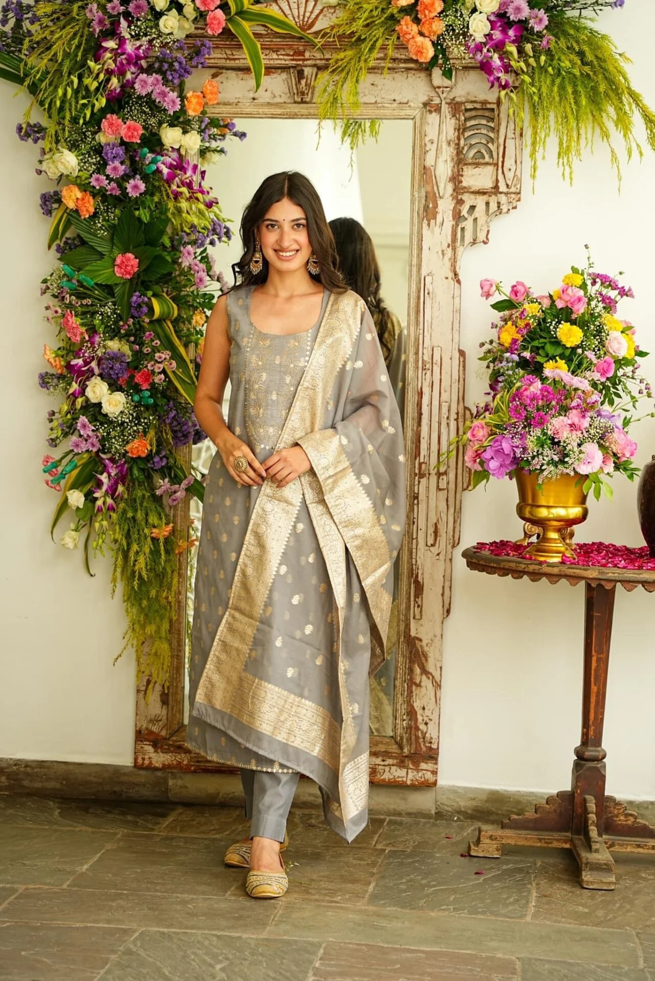 Harper grey chanderi set - Image 3
