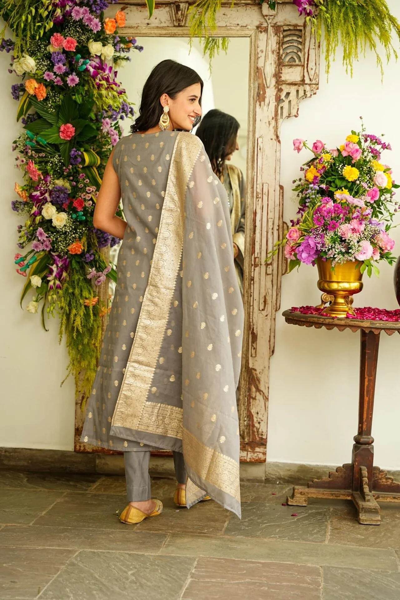 Harper grey chanderi set - Image 5