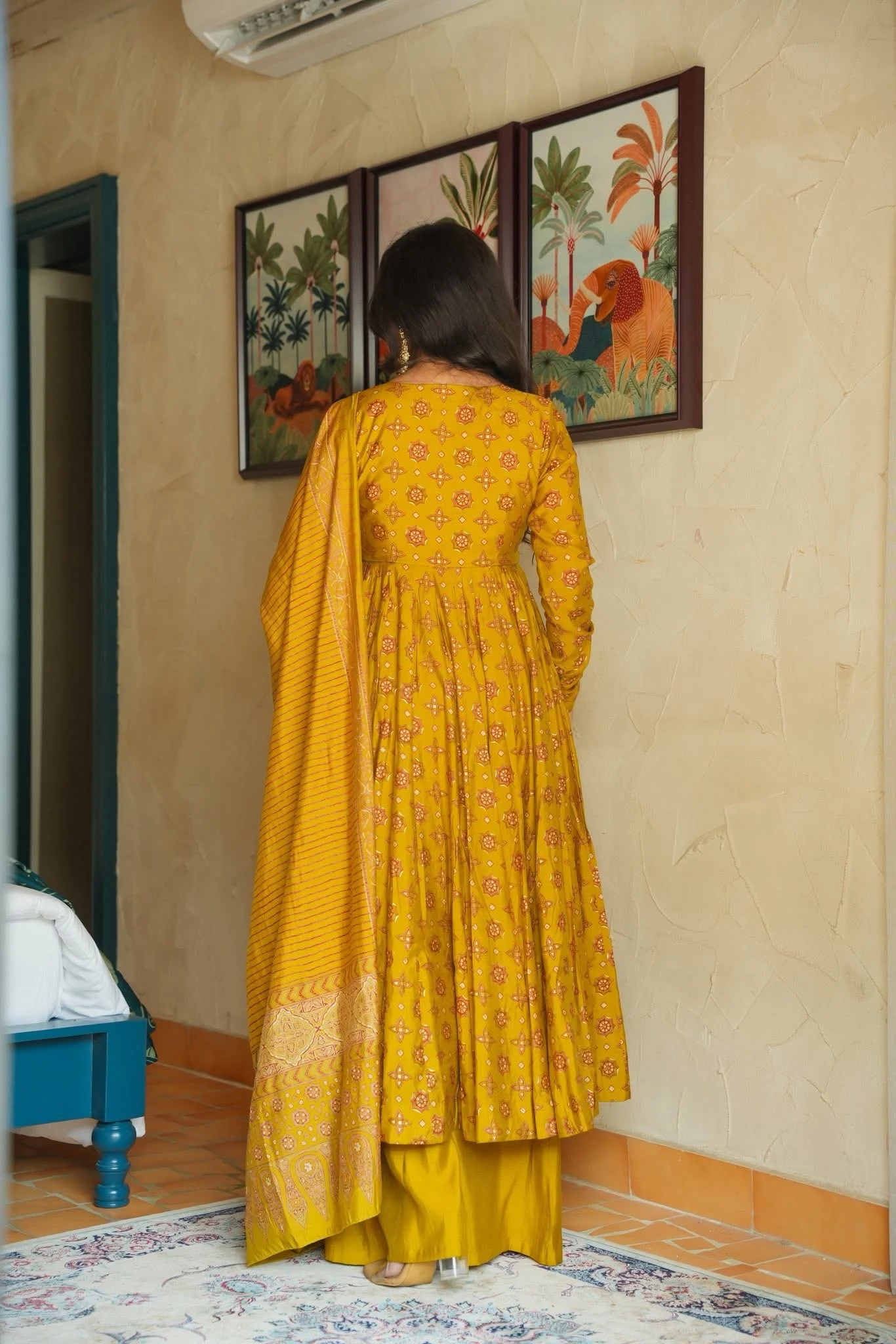 Hifza Yellow Muslin Anarkali Suit Set - Image 4