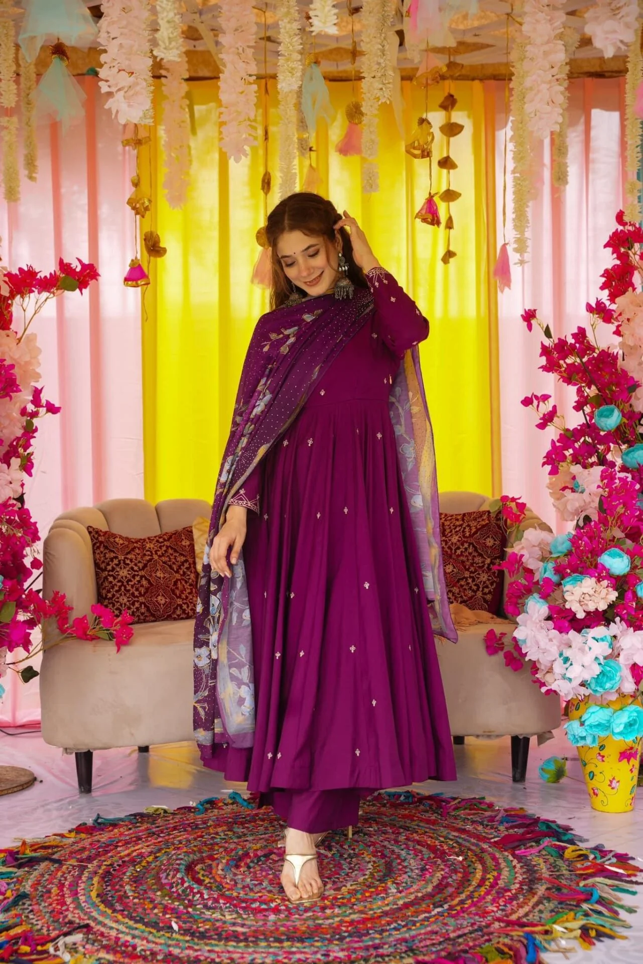 Imperial Purple muslin suit set - Image 3