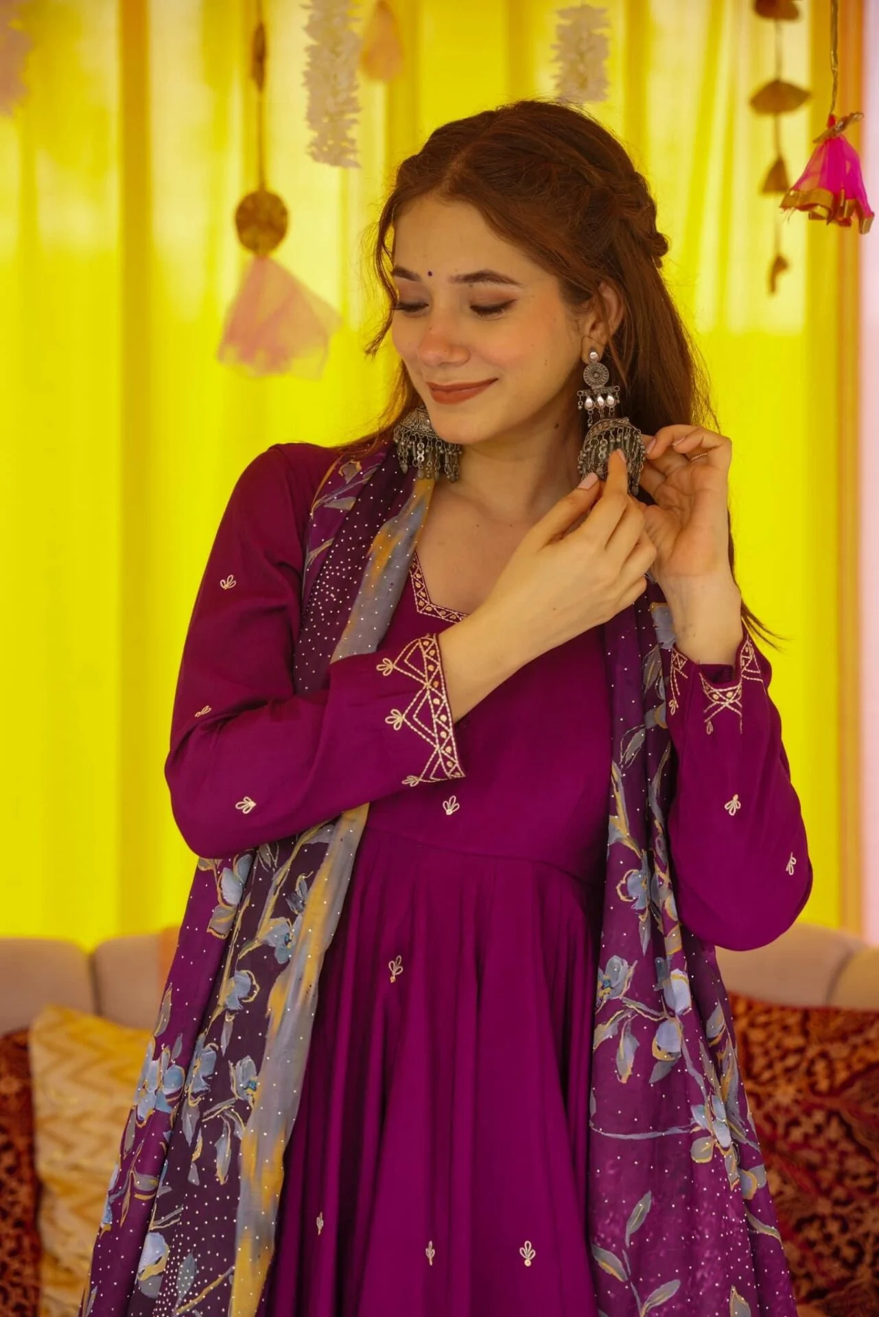 Imperial Purple muslin suit set - Image 5
