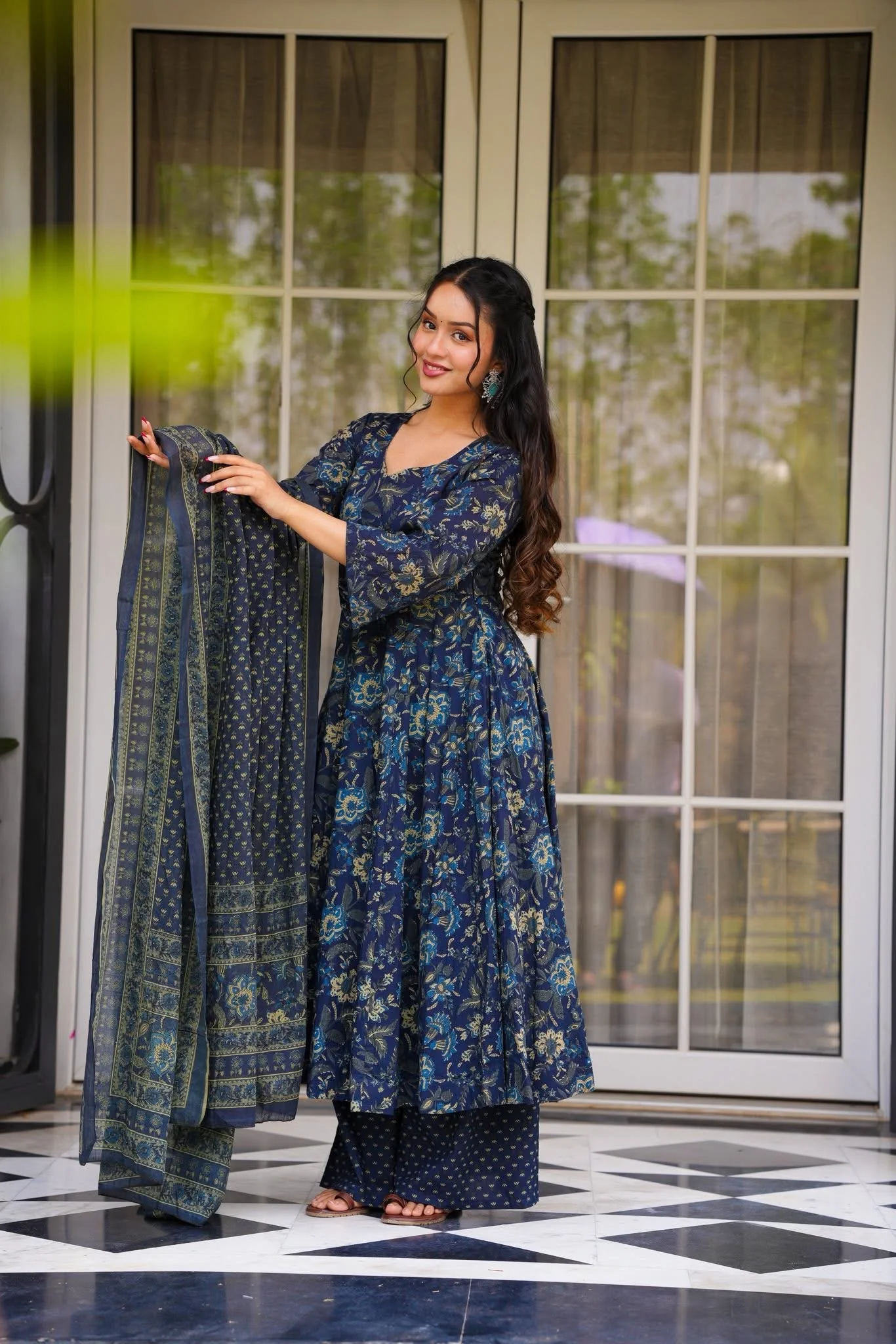 Indigo Reverie Cotton Suit Set