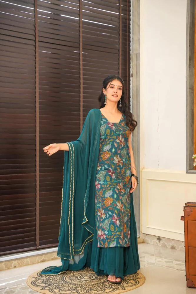 Kendall organza kurta-palazzo set - Image 4