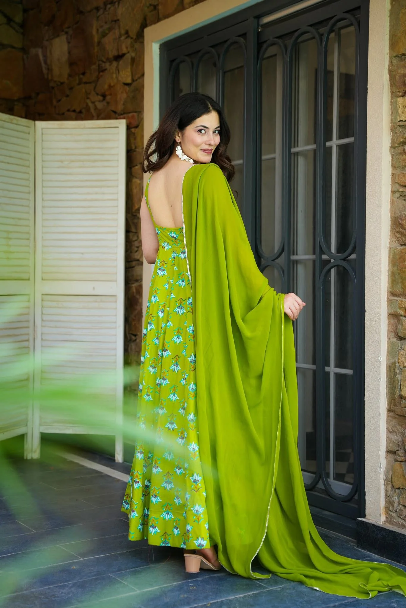 Lime Lotus Cotton Maxi Set - Image 4