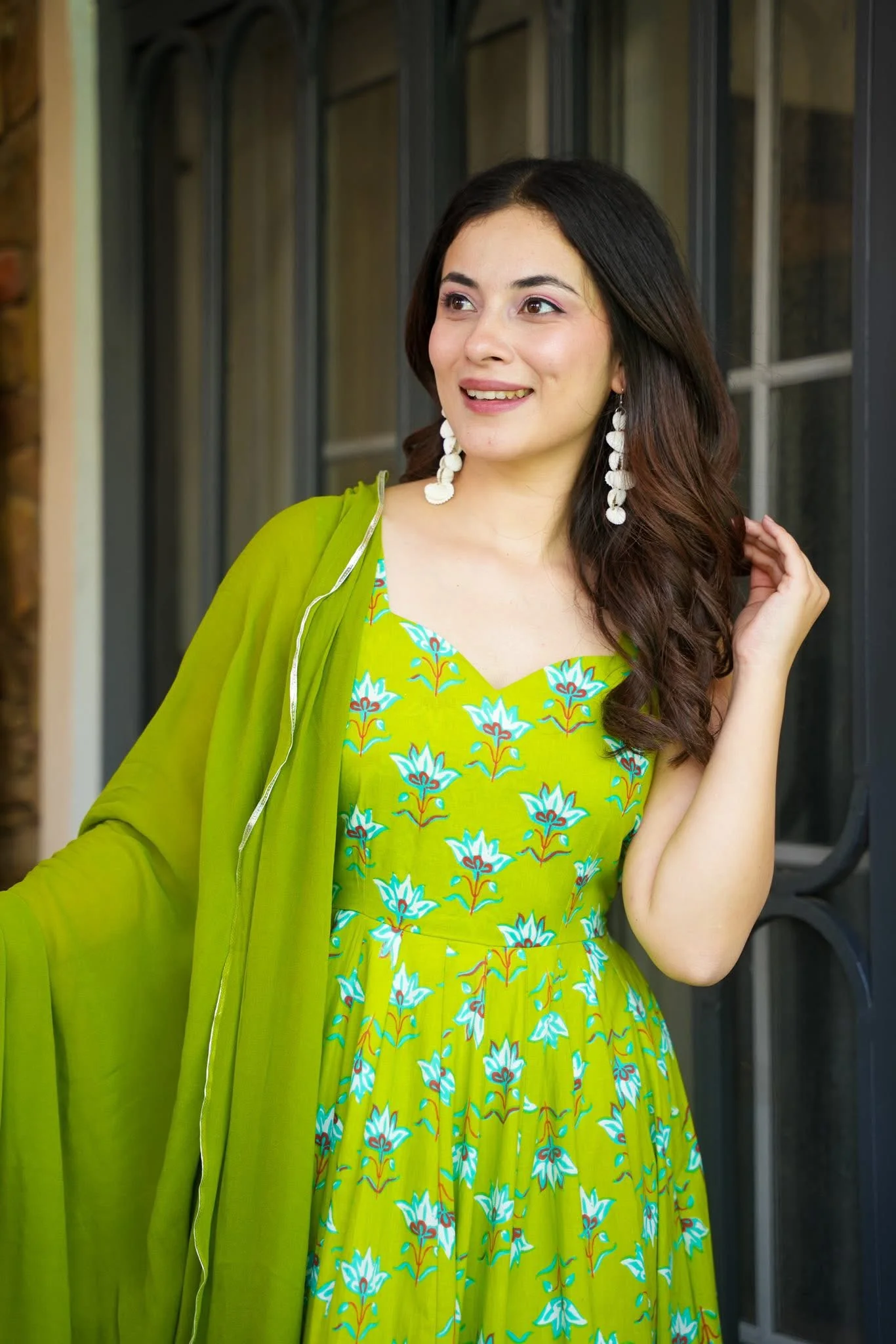 Lime Lotus Cotton Maxi Set - Image 5