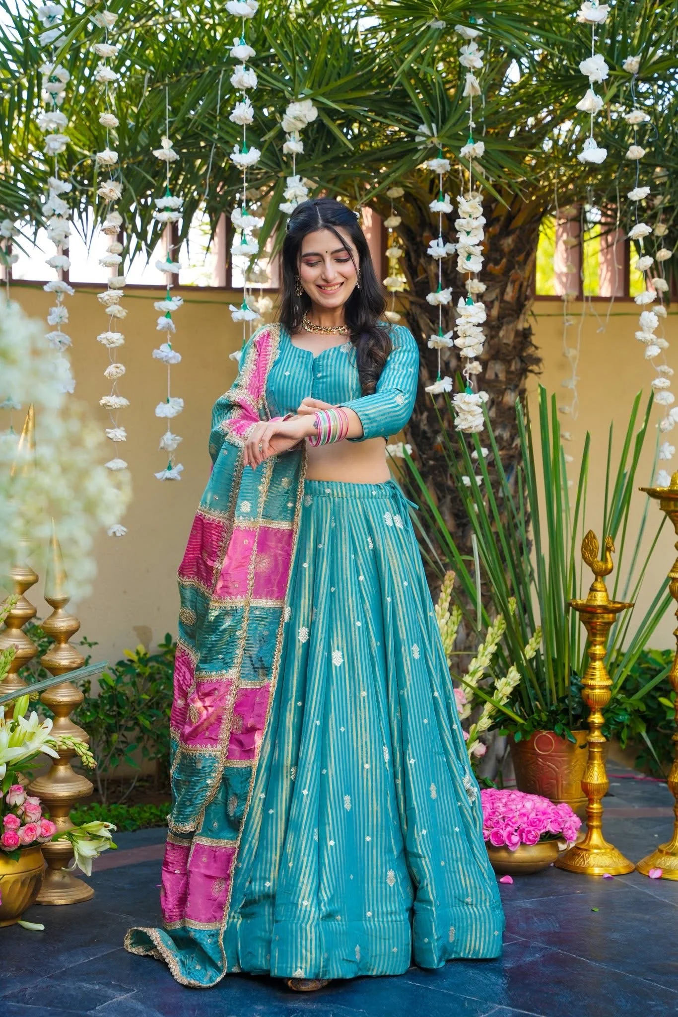 Lishara Banarasi Silk Bridesmaid Lehenga Set - Image 2