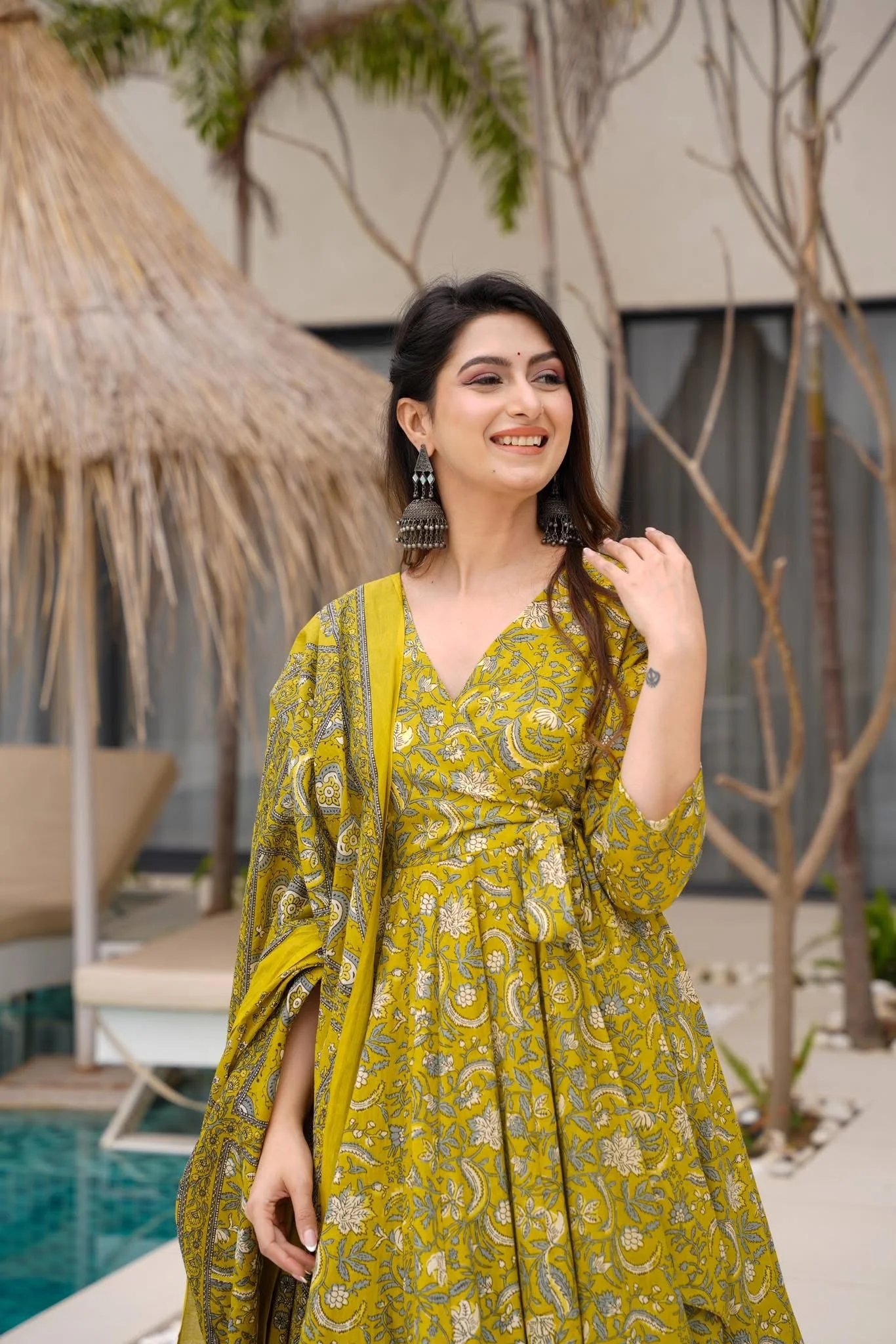 Mahira Mustard Cotton Suit Set - Image 5