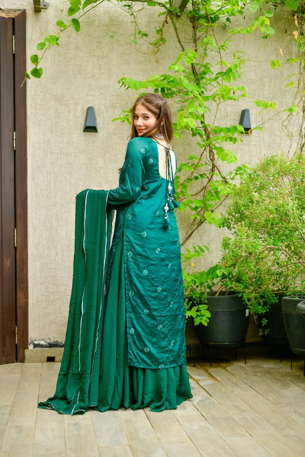 MAJESTY GREEN CHINON PALAZZO SET - Image 5