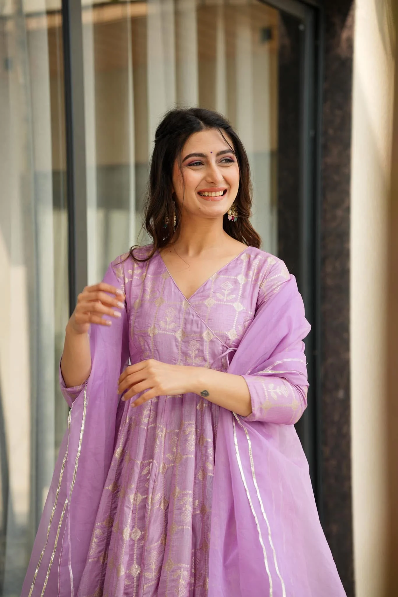 Manvi purple silk suit set - Image 2