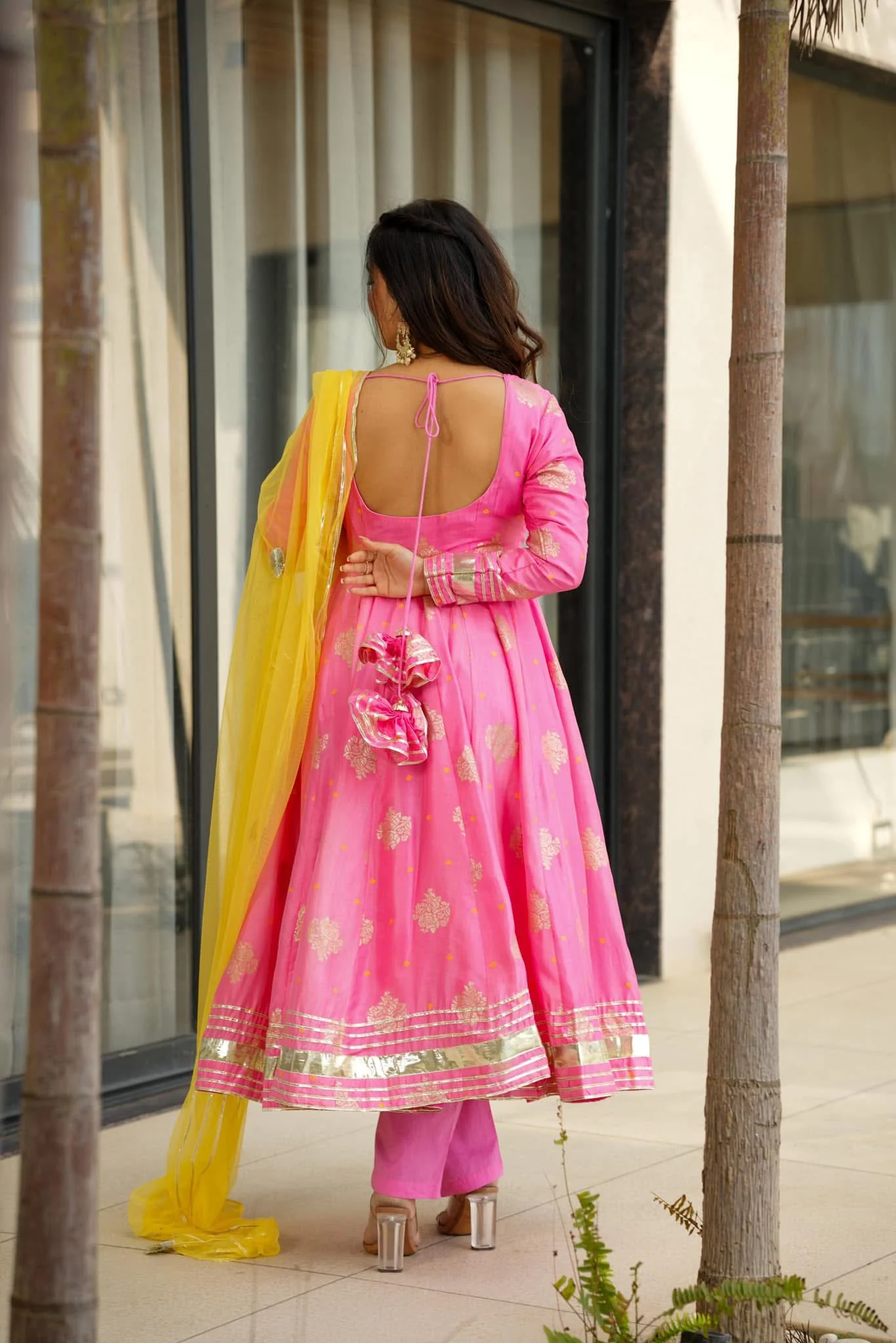 Midnight pink silk suit set - Image 4