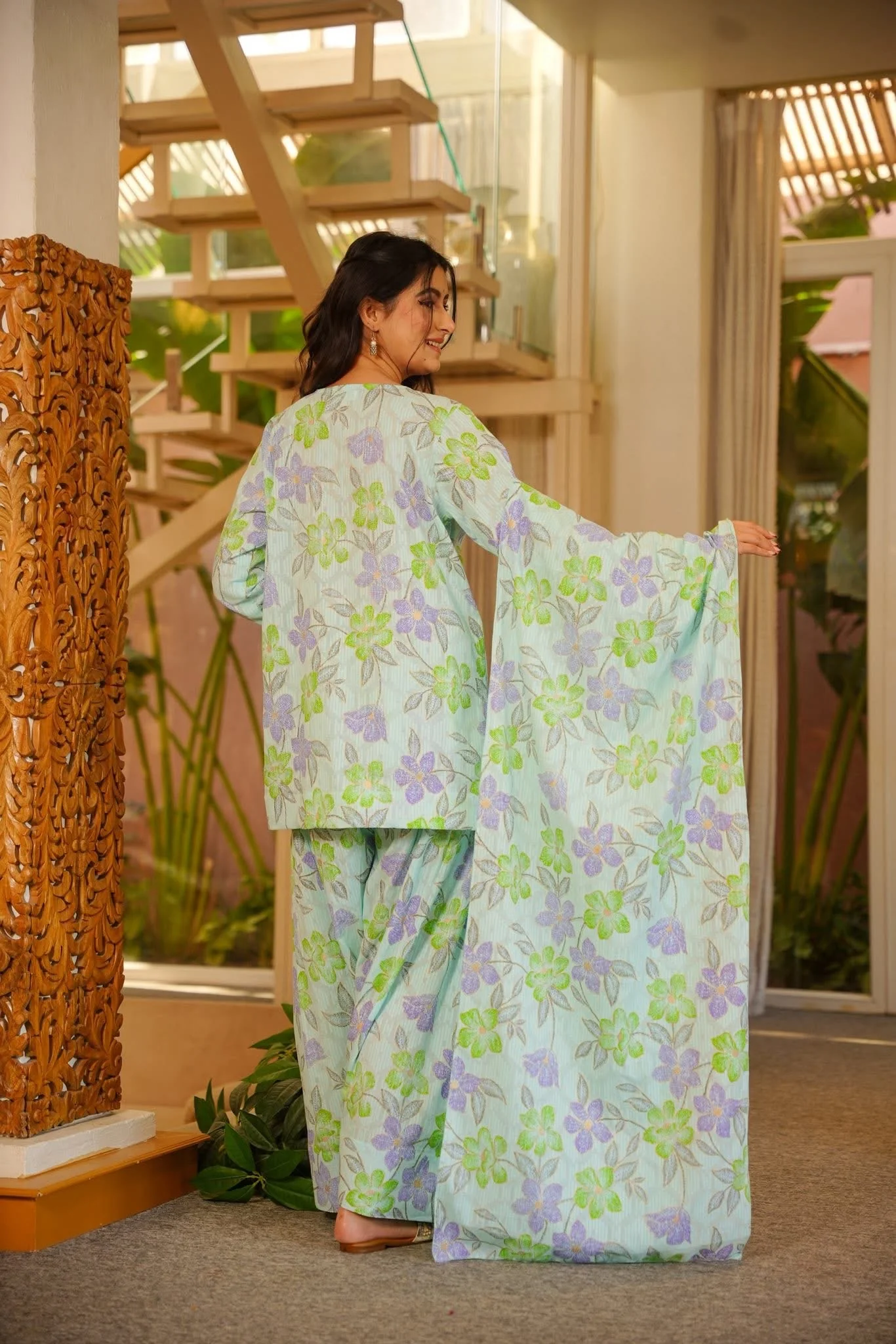 Mukti Blue Cotton Farsi Salwar Set - Image 4