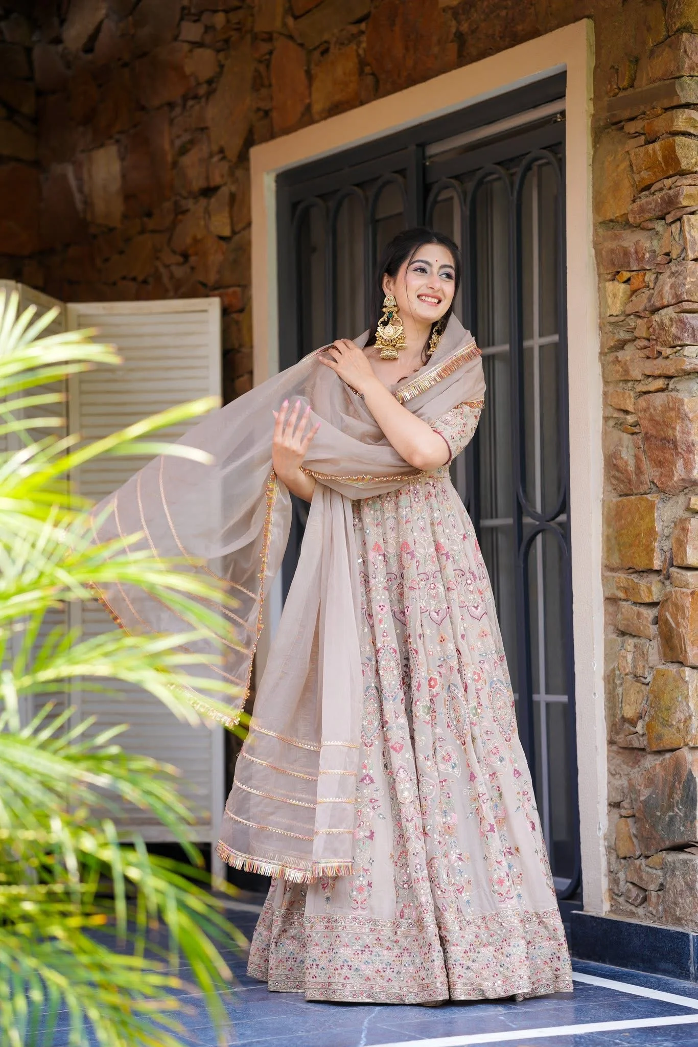 Neerja Heavy Beige Maxi Set - Image 3