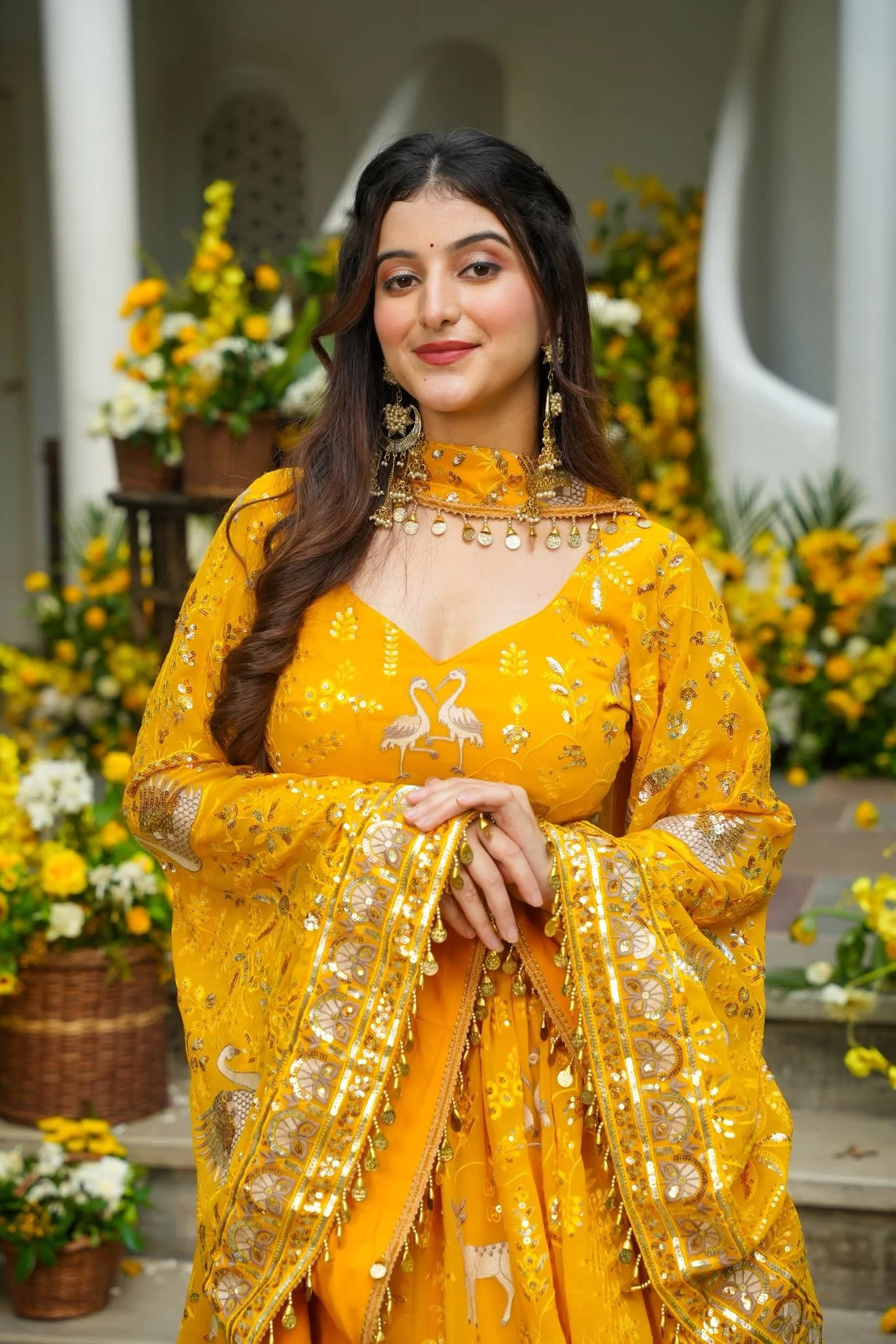 Nitara Marigold Heavy Embroidered Lehenga Set - Image 7