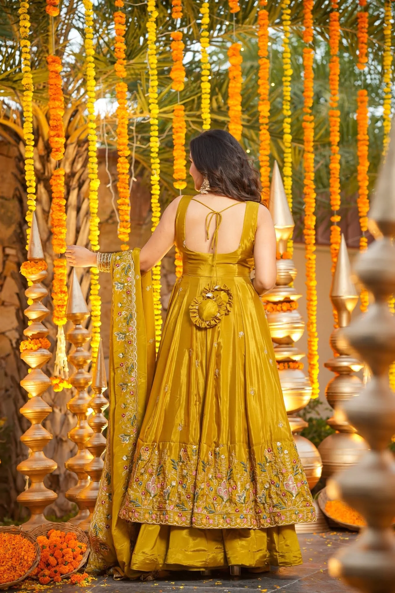 Ocira Mustard Silk Anarkali Suit Set - Image 6