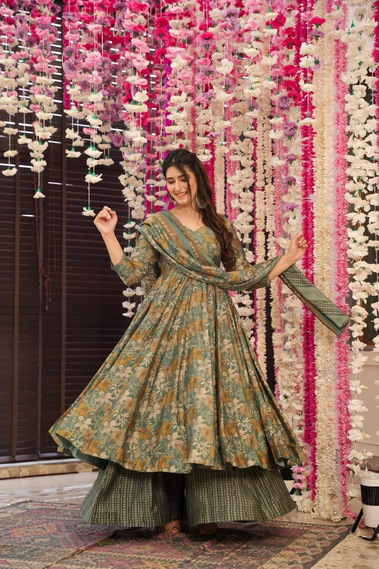Orchid greenish muslin suit set - Image 3