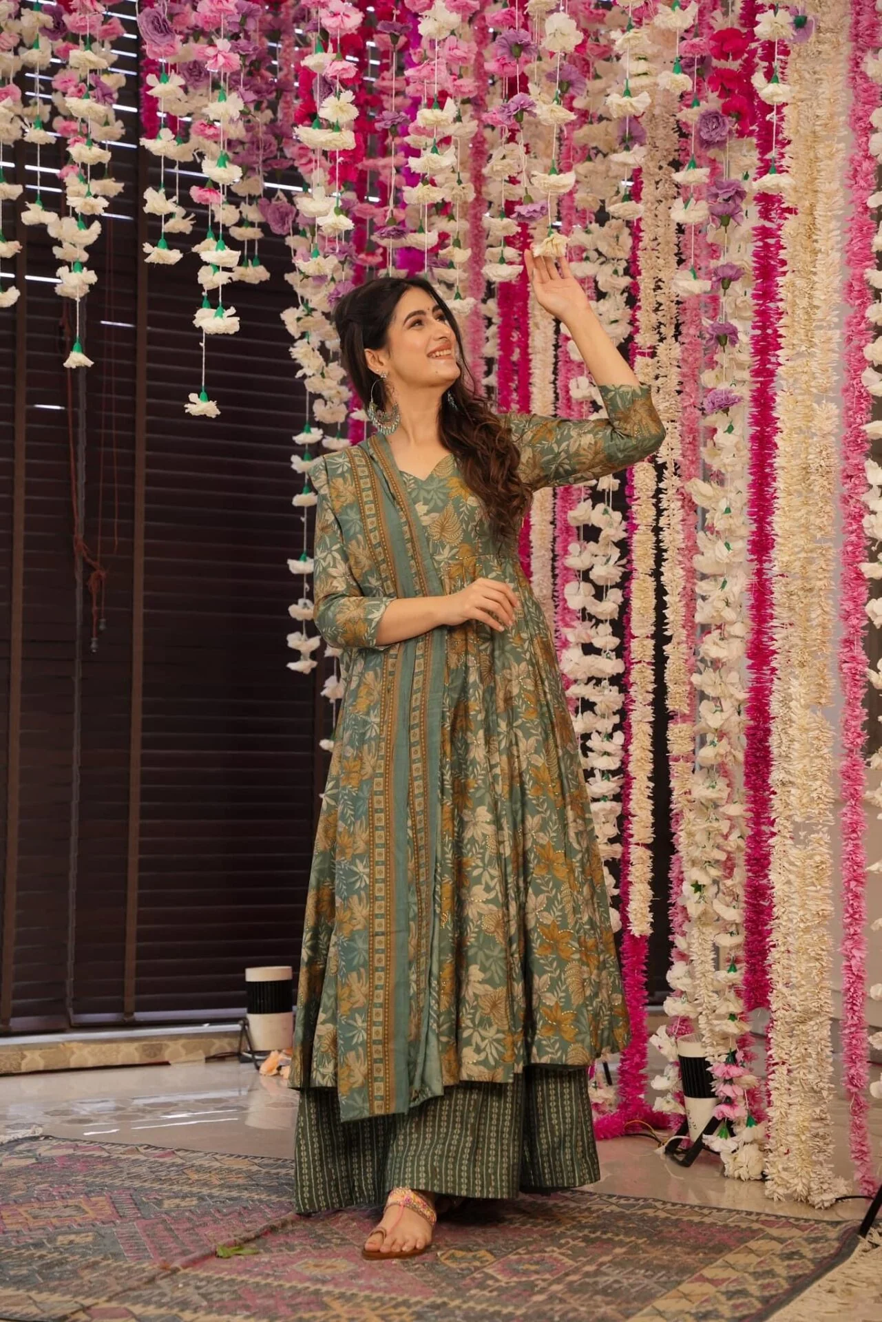 Orchid greenish muslin suit set - Image 4