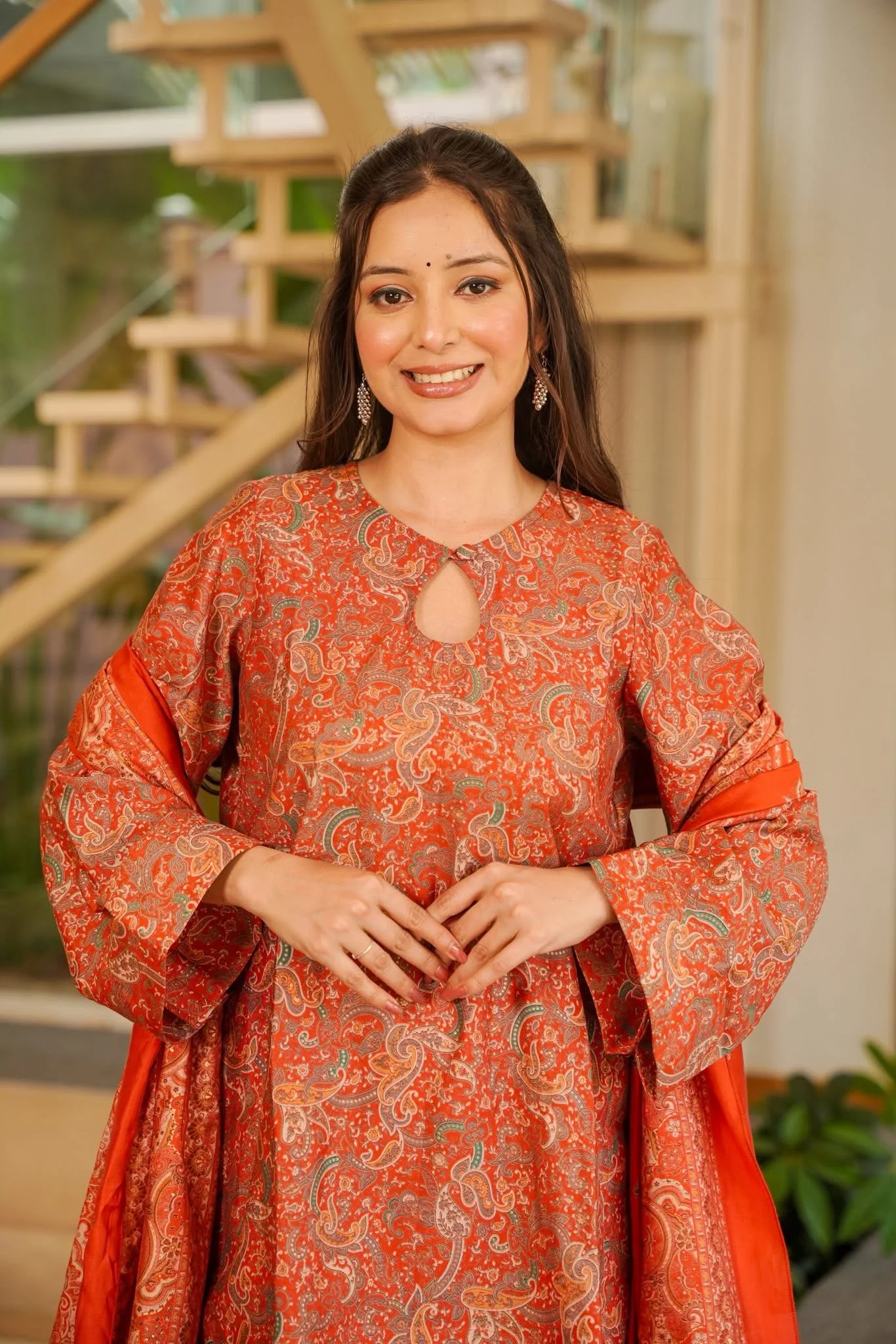 Parisa Rust Muslin Farsi Salwar Set - Image 6
