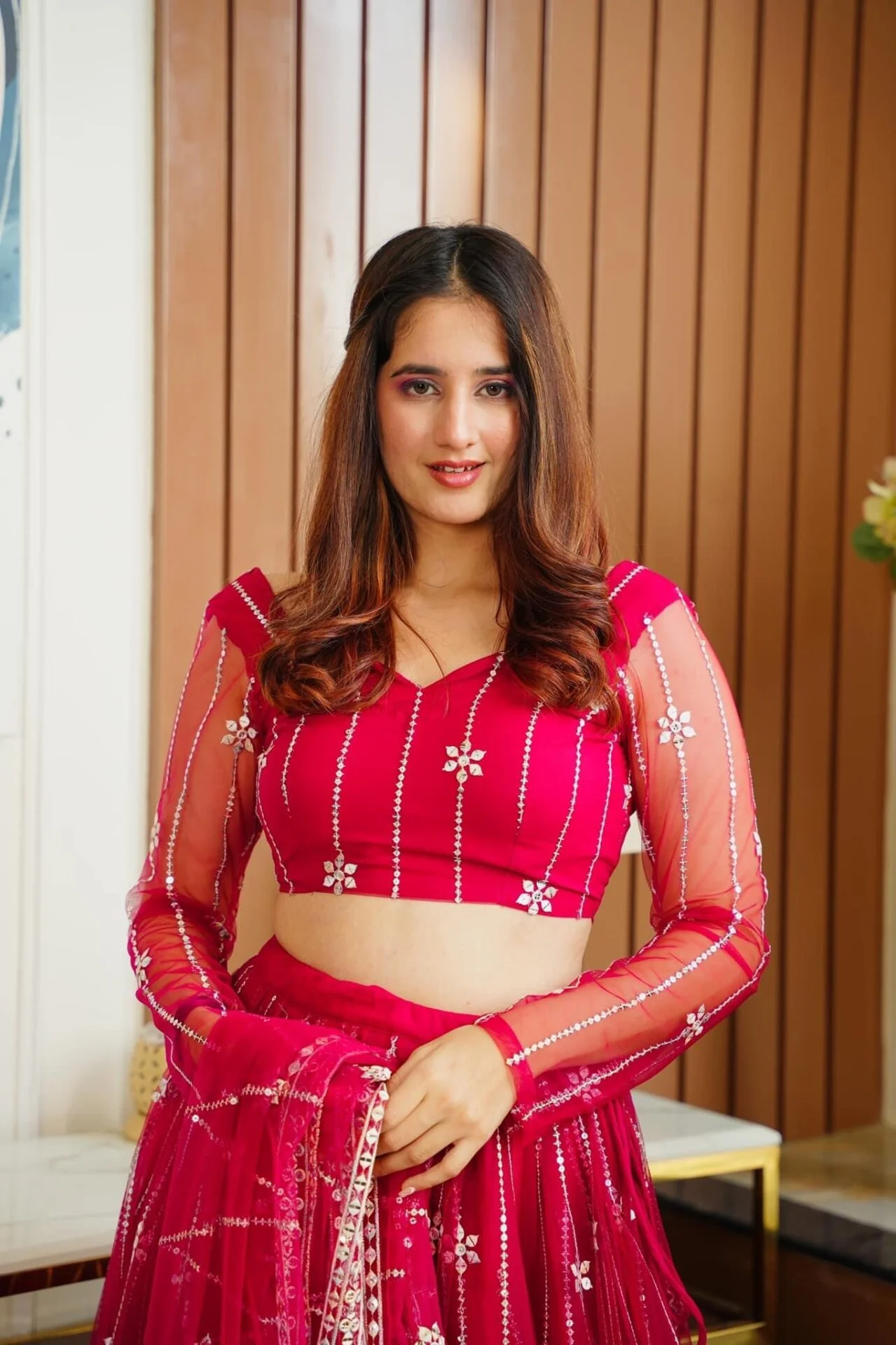parisha pink net lehenga choli set - Image 5