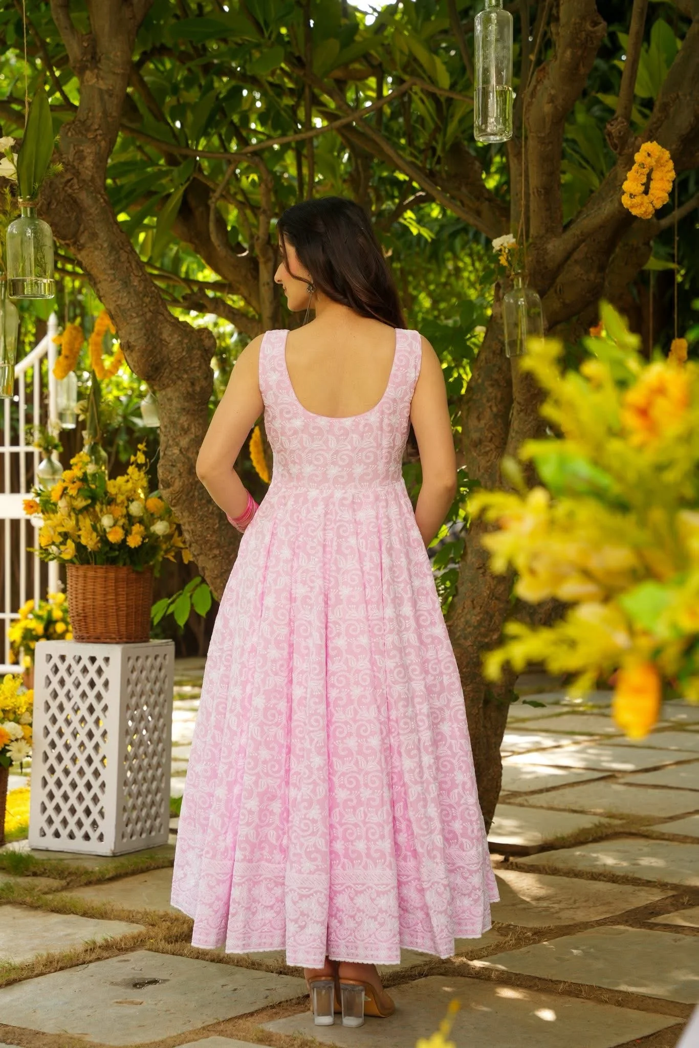 Peony Pink Cotton Schiffli Kurta Set - Image 4