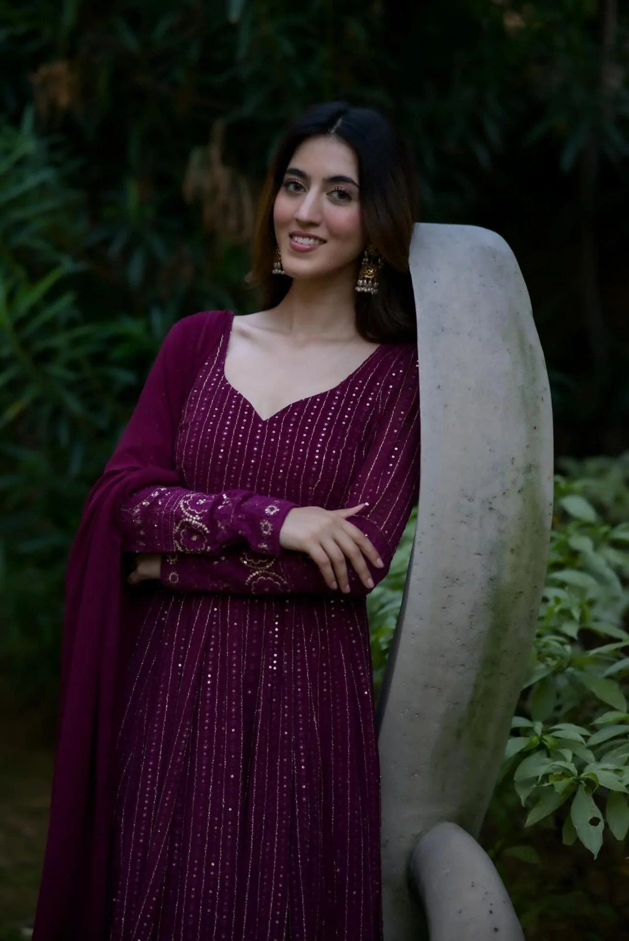 Pravya purple embroidered suit set - Image 5